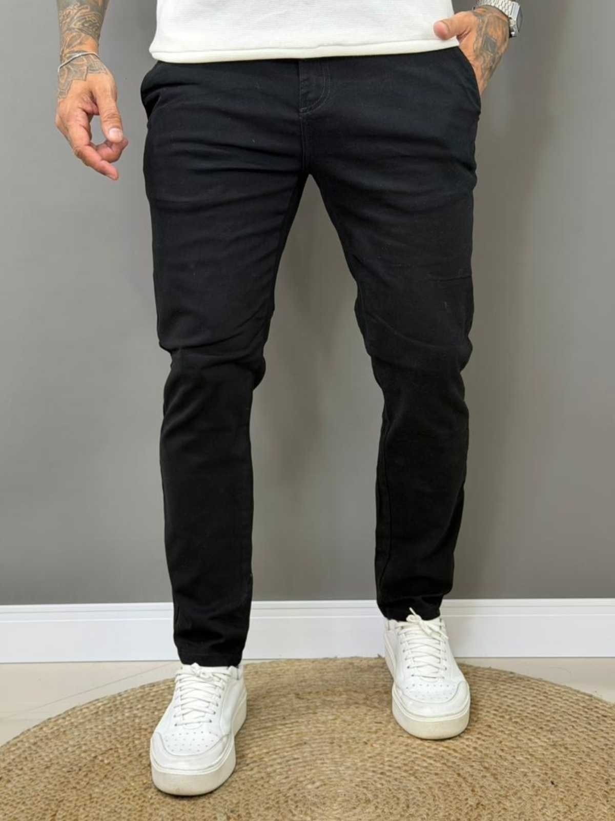 Calça Alfaiataria Masculina Preta Slim Fit Stretch Social Casual Elegante Moderna Premium