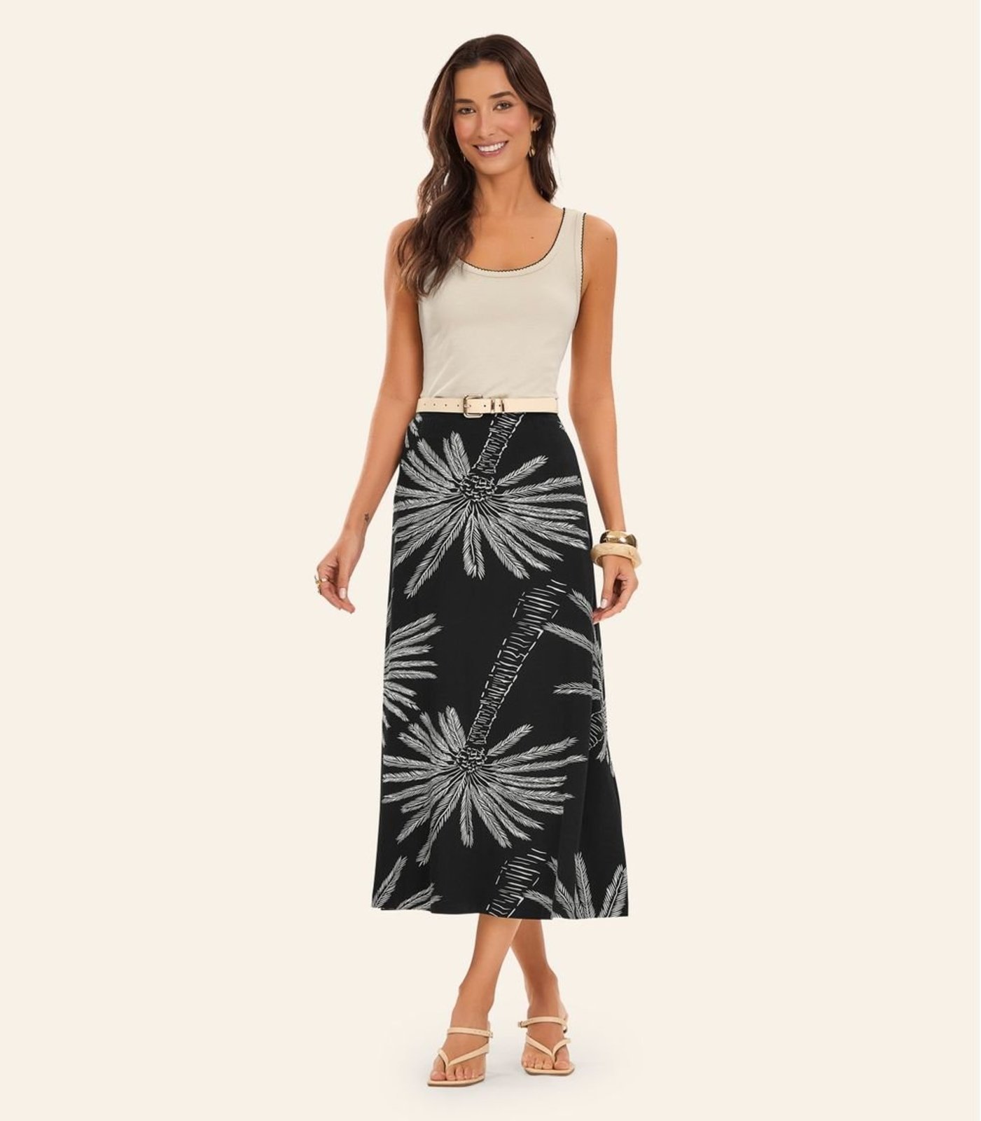 Regata Feminina Ribana de Viscose Rovitex Bege