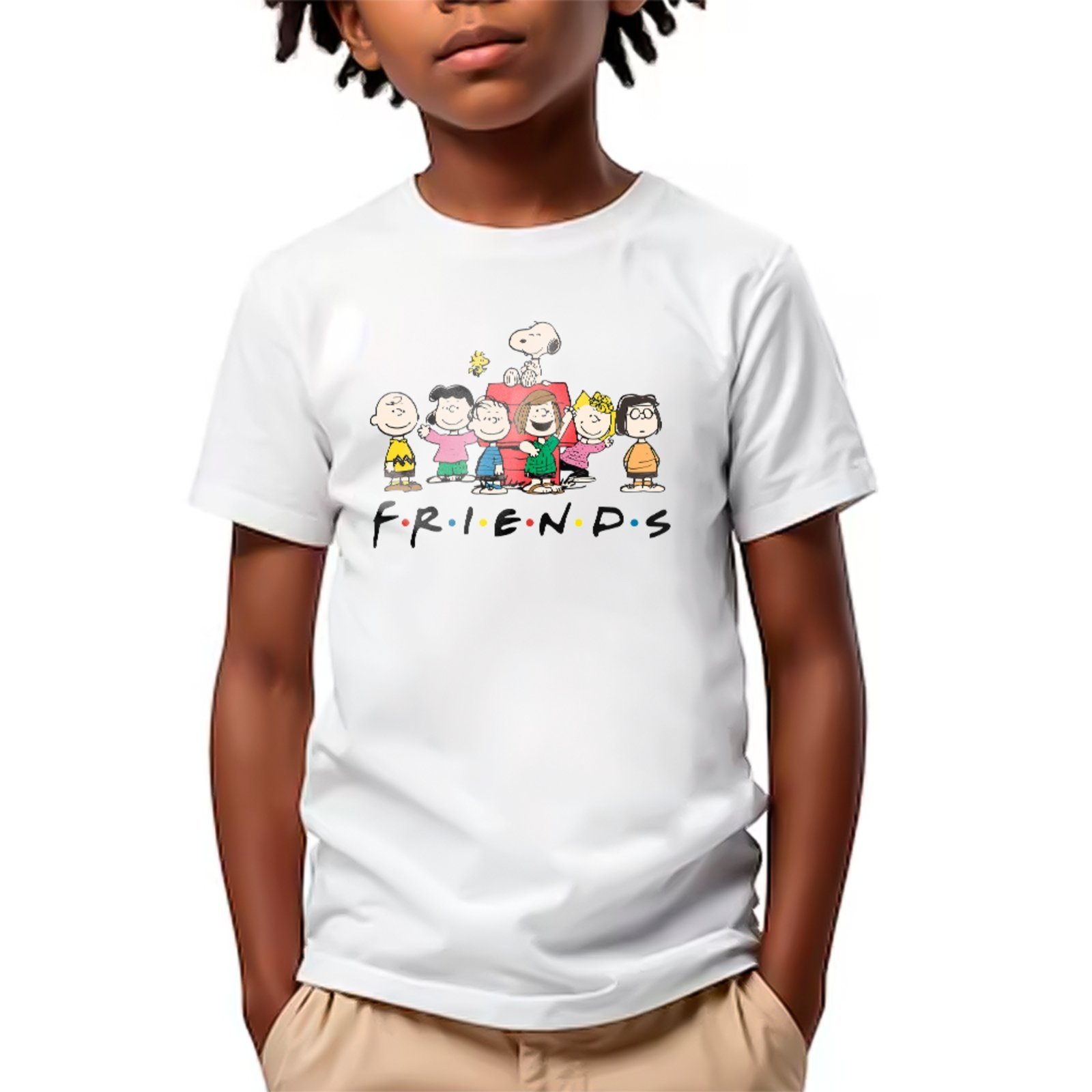 Infantil - Camiseta Turma Peanuts Snoopy e Amigos Unissex Branco