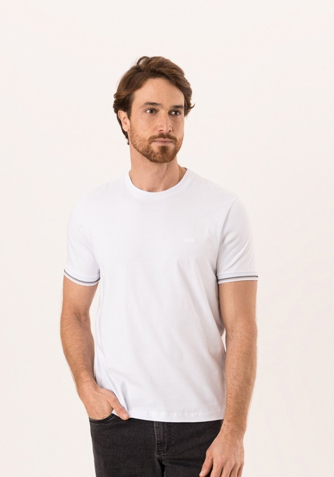 Camiseta De Mangas Curtas Em Malha Cotton
