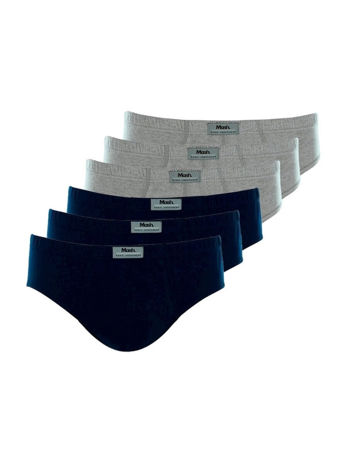 Kit com 6 Cuecas Slip Mash 074.58 Cinza