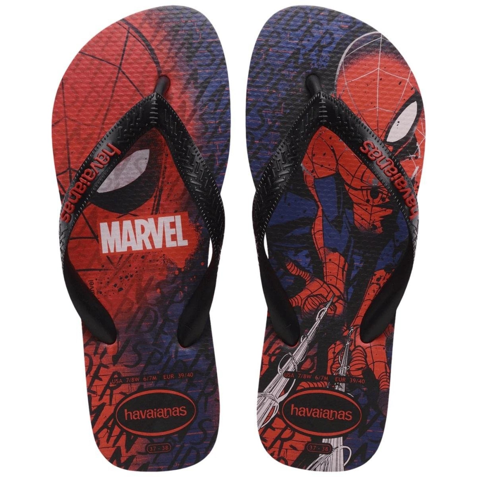 Chinelo Havaianas Masculino Top Marvel Homem Aranha Vermelho