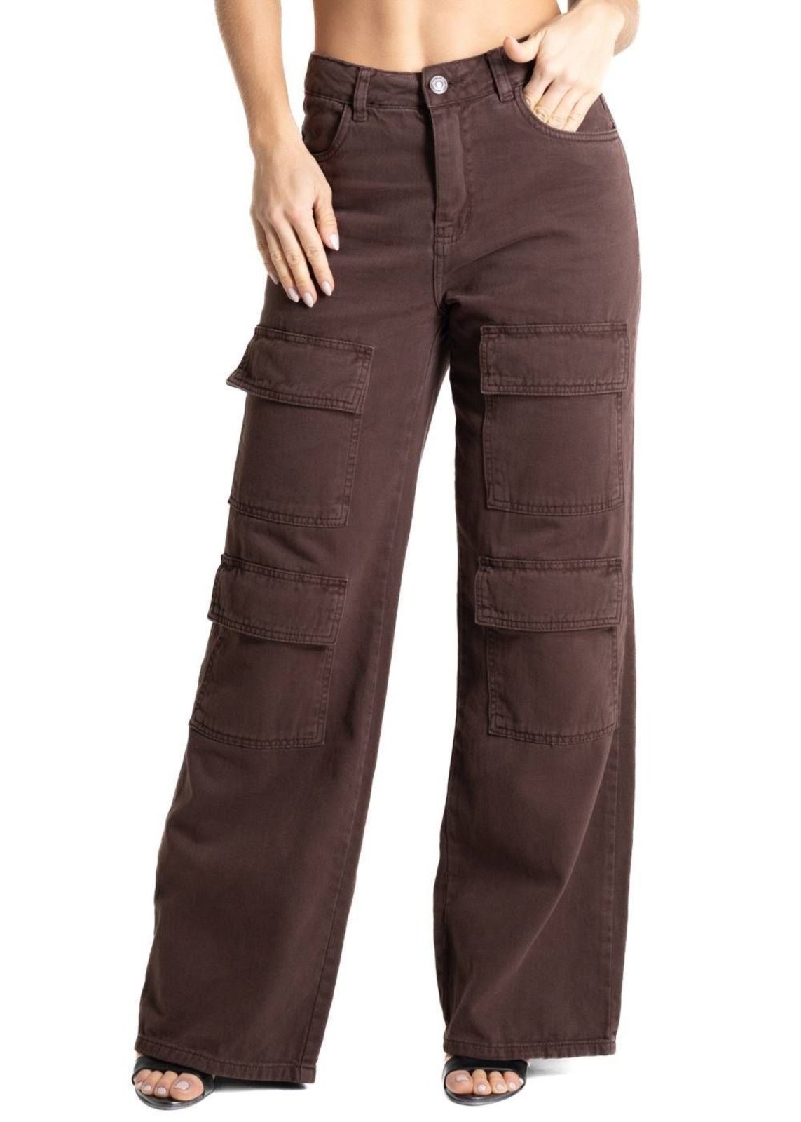 Calça Sarja Sawary Wide Leg – 280817 – Marrom – Sawary