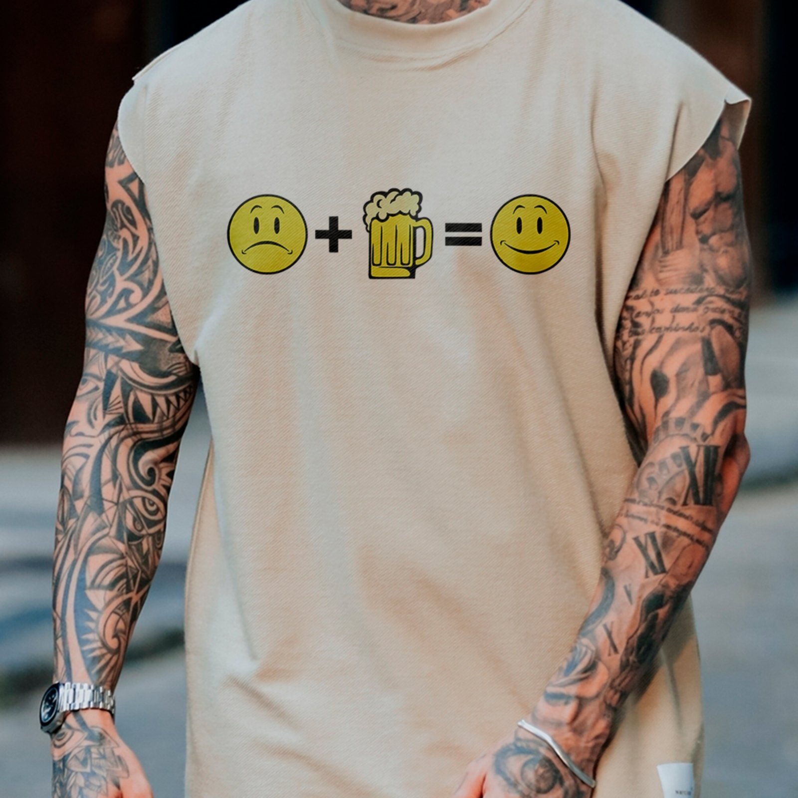 Camiseta Regata Machão Cerveja Humor Engraçado Beer Funny Off White