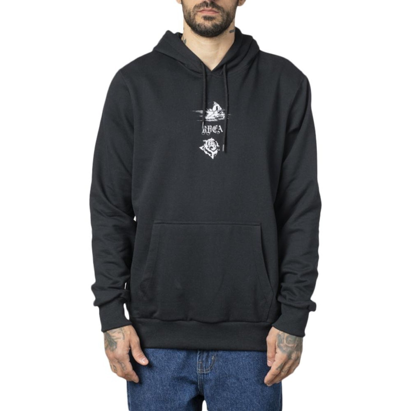Vista 2 Moletom RVCA Canguru Tiger Beach WT23 Masculino preto RVCA preto