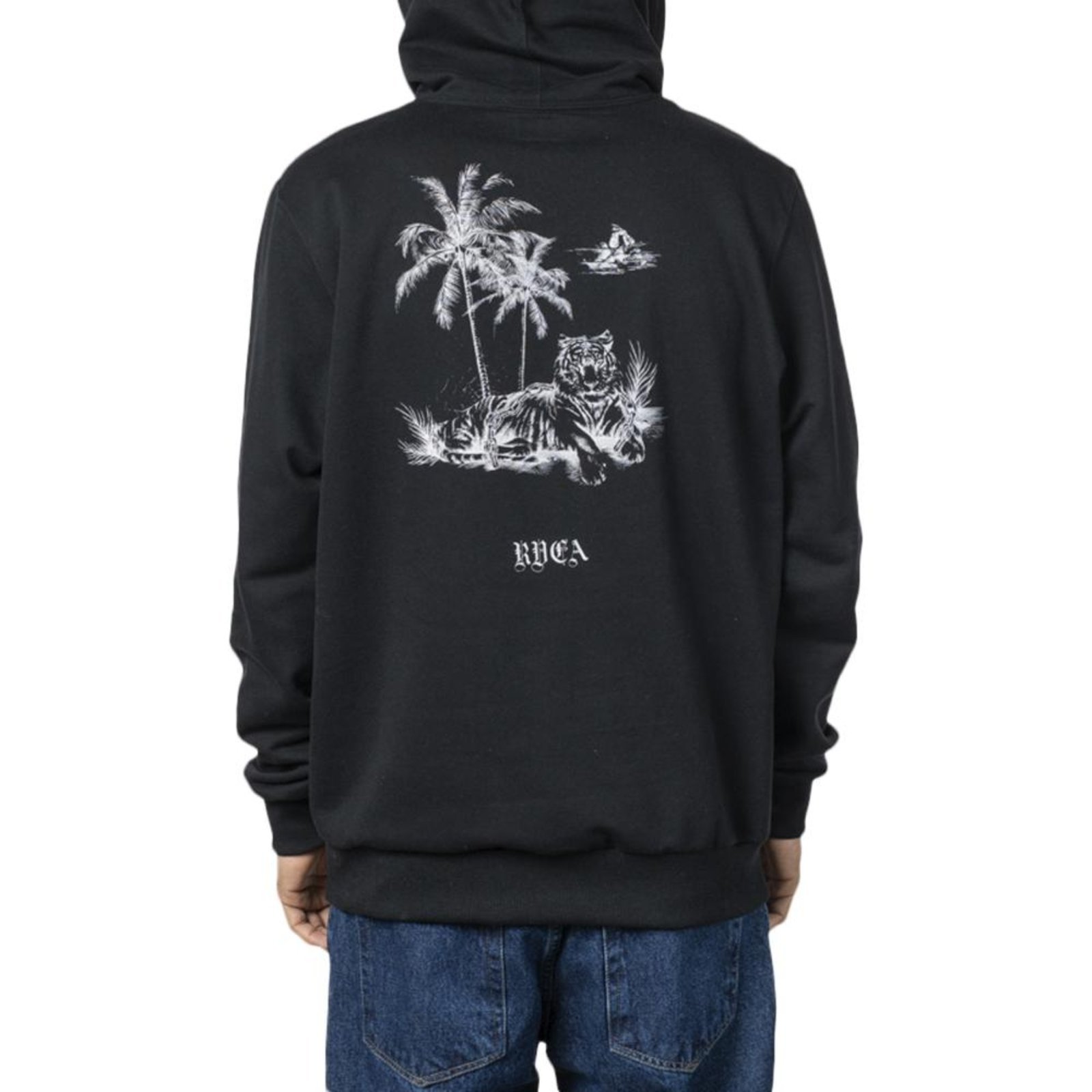 Vista 3 Moletom RVCA Canguru Tiger Beach WT23 Masculino preto RVCA preto