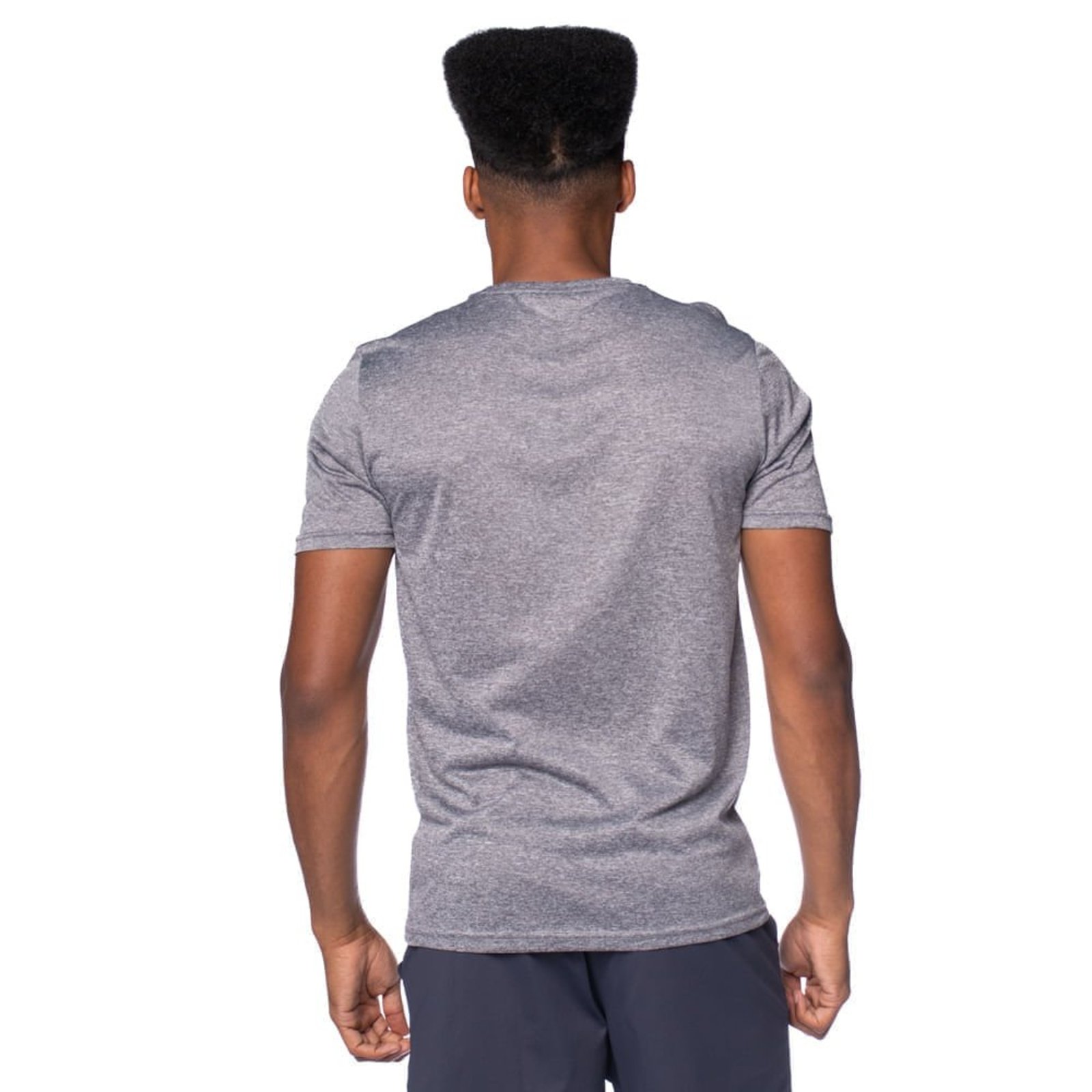 Vista 3 Camiseta Masculina Mizuno Spark Corrida Mescla/Preto cinza Mizuno cinza