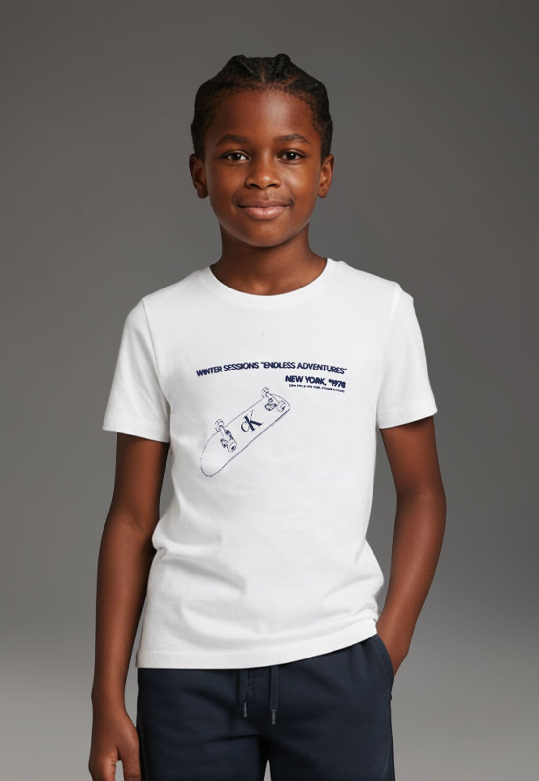 Infantil - Camiseta Calvin Klein Manga Curta Branca