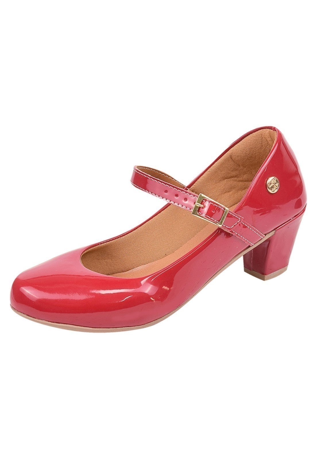 Scarpin Donna Santa Bico Redondo Boneca Vermelho