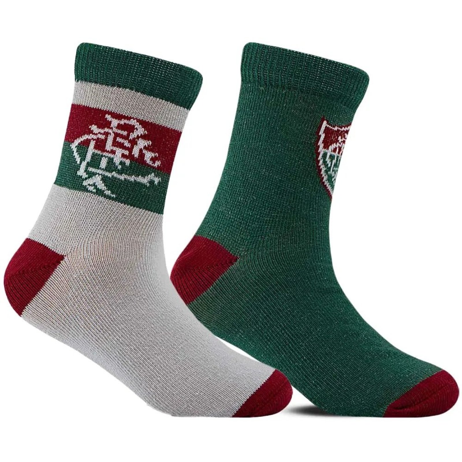 Kit 2 Meias Rikam Fluminense - Cinza/Verde
