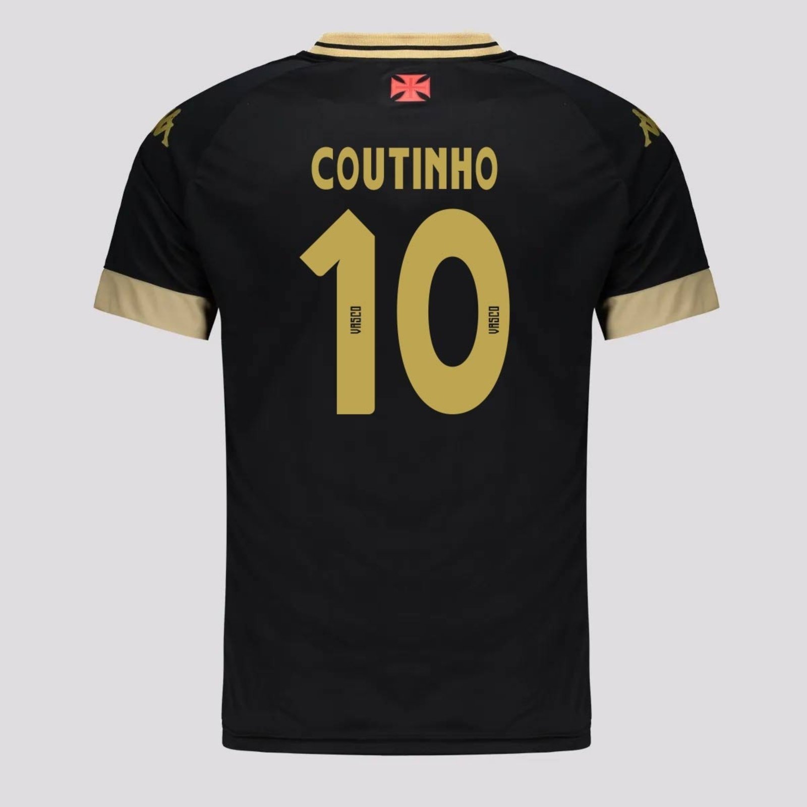 Vista 2 Camisa Kappa Vasco Supporter UP Preta e Dourada 10 Coutinho preto Kappa preto