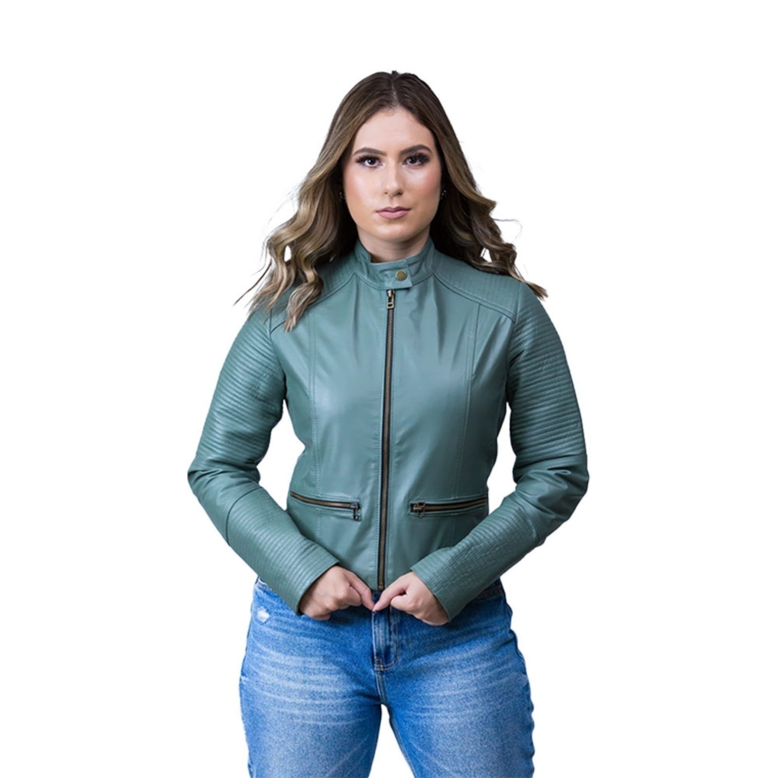Jaqueta de Couro Bela Verde