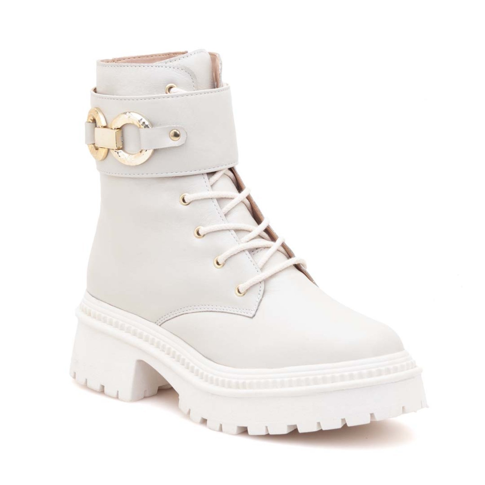 Coturno Couro Via Miss Tratorado Off White