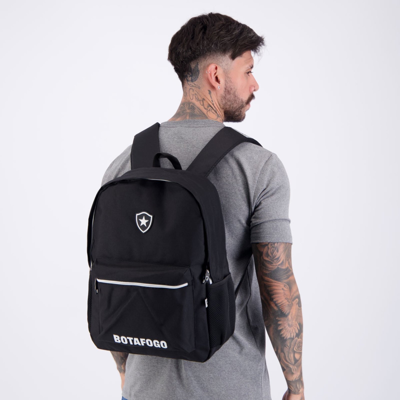 Vista 2 Infantil - Mochila Botafogo Esportiva Preta e Branco Xeryus preto Xeryus preto