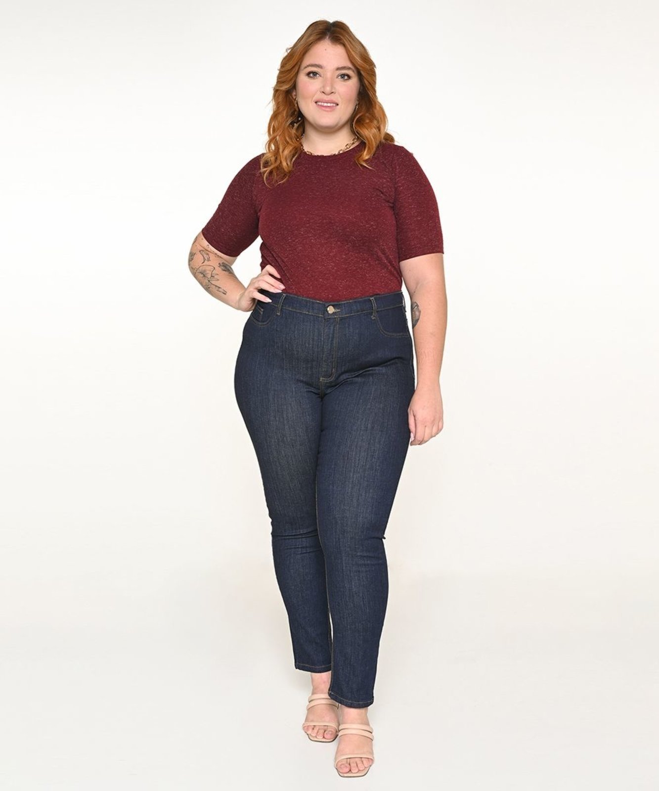 Calça Feminina Jeans Plus Skinny Básica