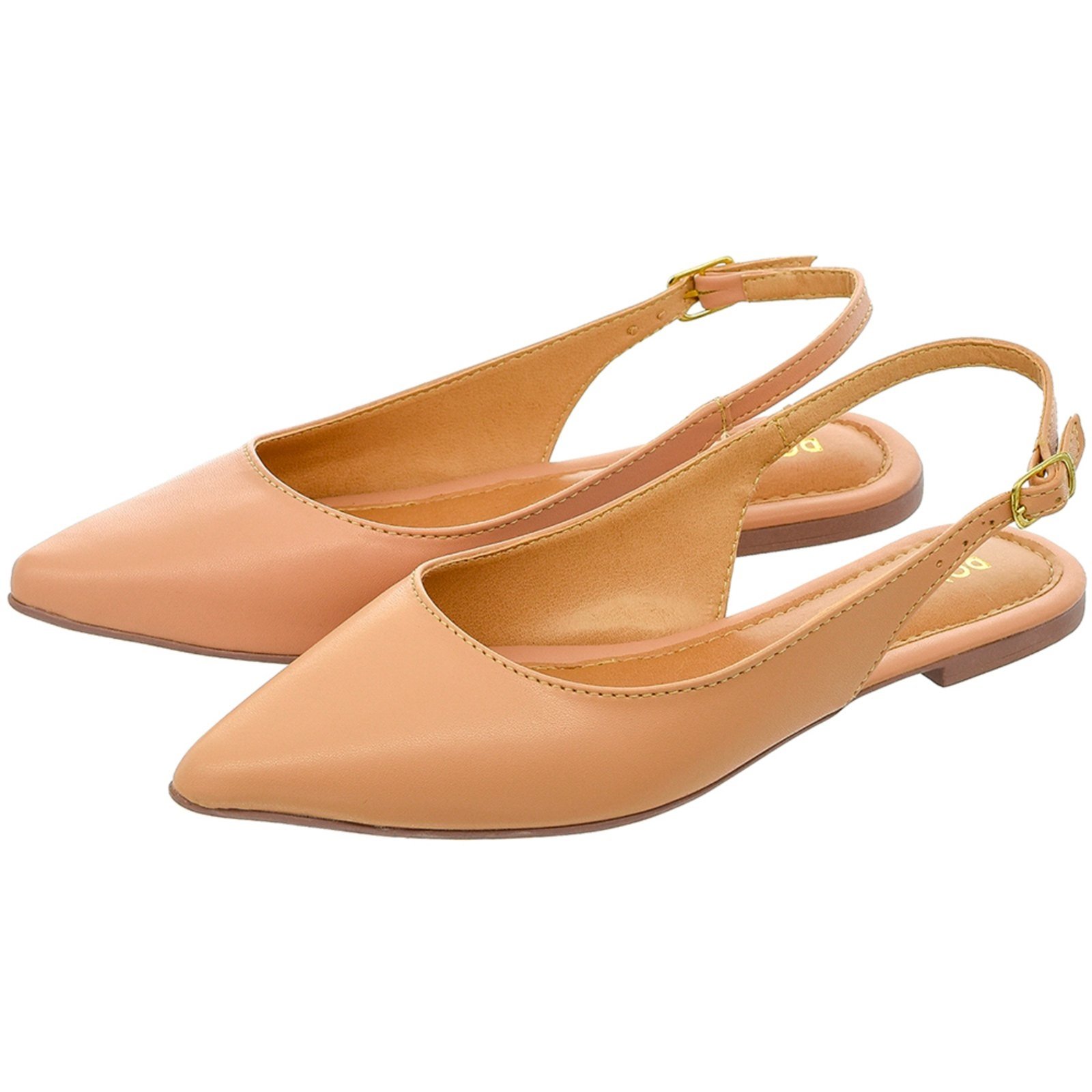 Sapatilha Feminina Bico Fino Mule Slingback CM Calçados Clássica Lisa Nude