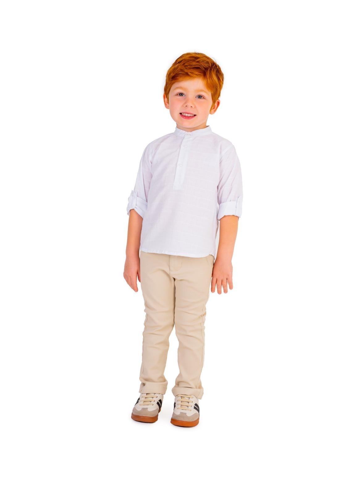 Infantil - Conjunto Calça Sarja Camisa Social Menino Vigat 4 Off-white