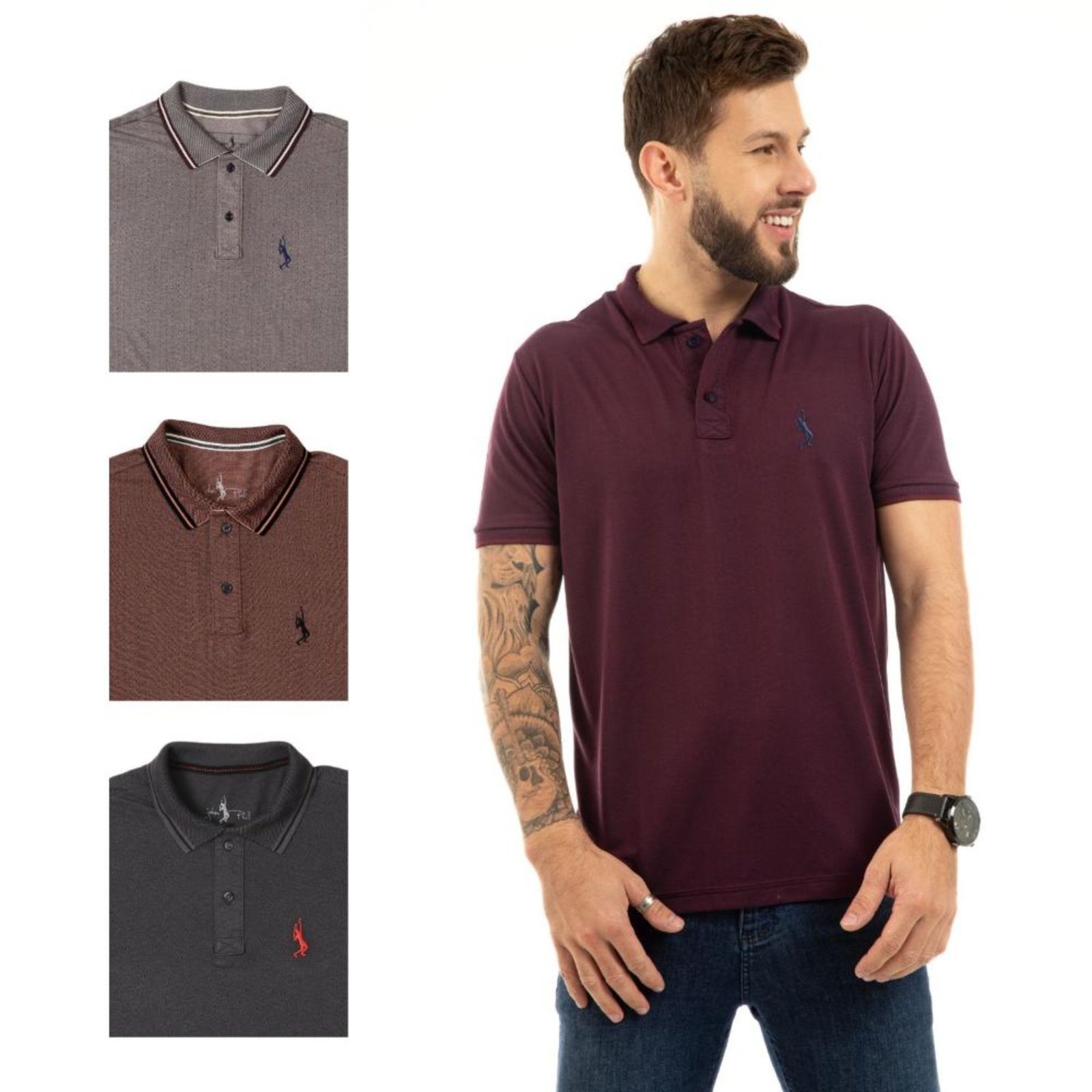Kit 4 Camisa Polo Masculina Elegante Dia a Dia Piquet