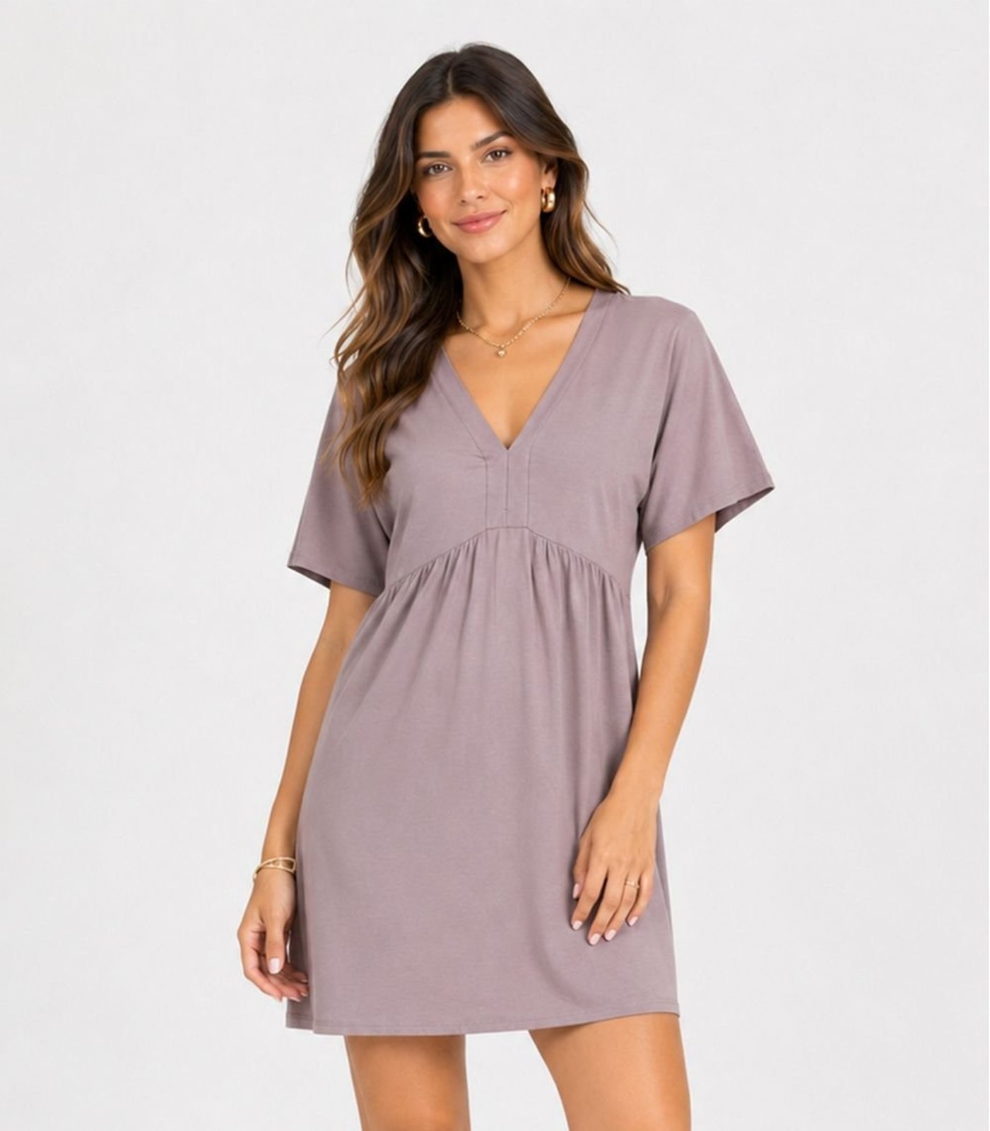 Vestido Feminino Curto Decote Em V Infinita Cor Roxo