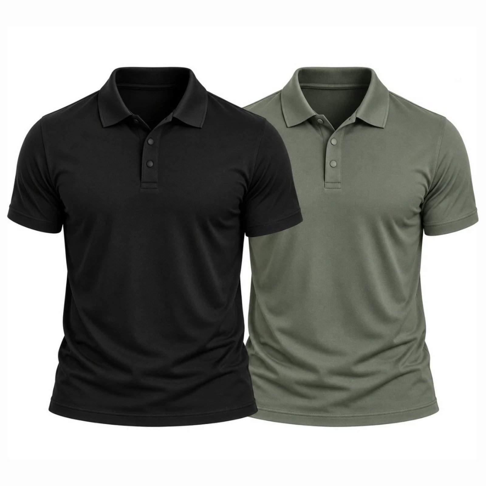 Kit 2 Camisas Polo Masculina Poliamida Premium Básica Lisa Preto