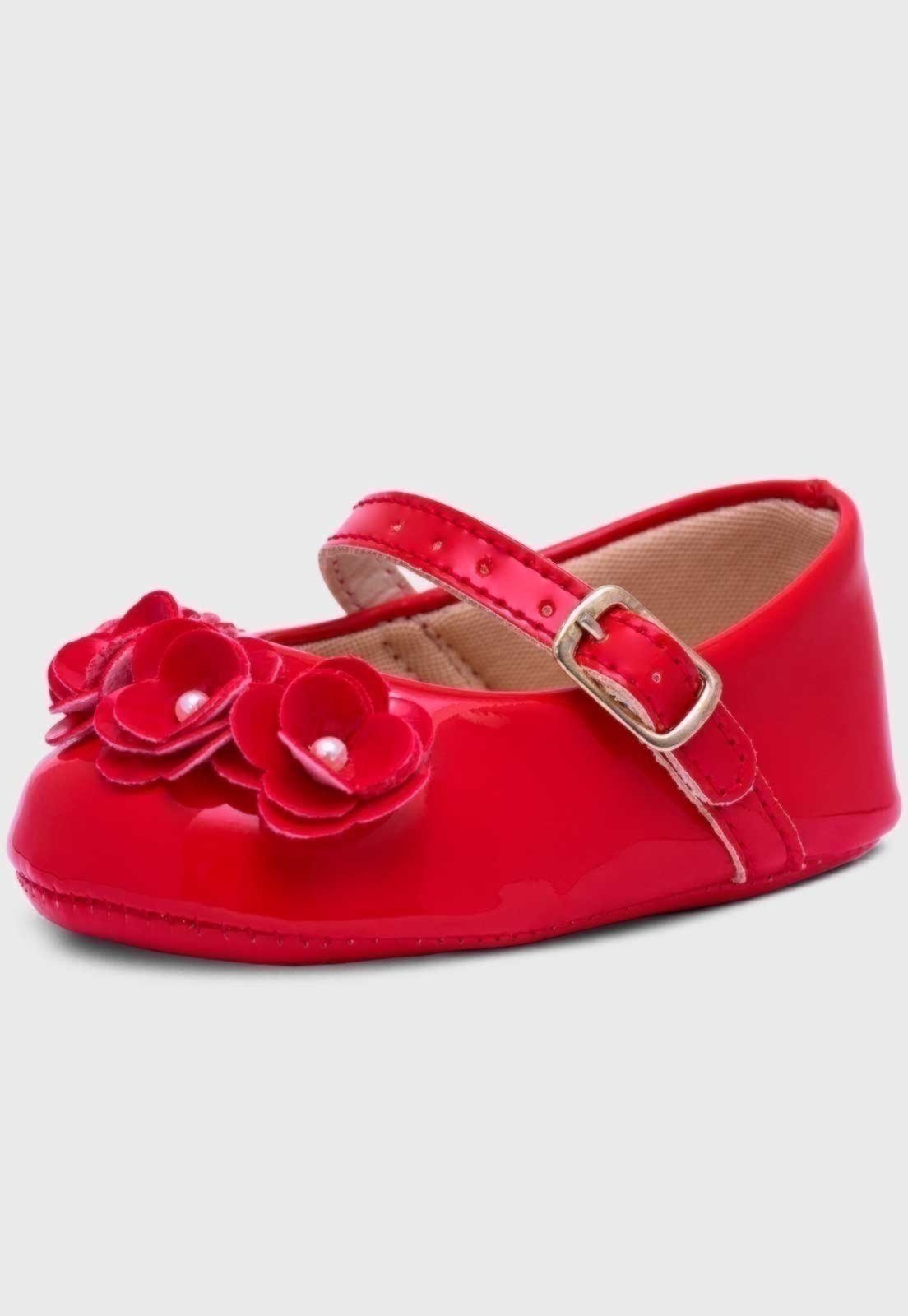 Infantil - Sapatilha Pópidi Menina Flores Vermelho