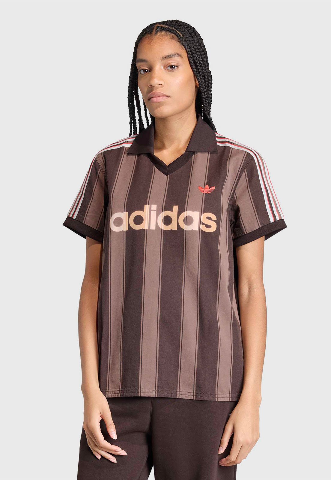 Camiseta Feminina adidas Originals Listrada Marrom