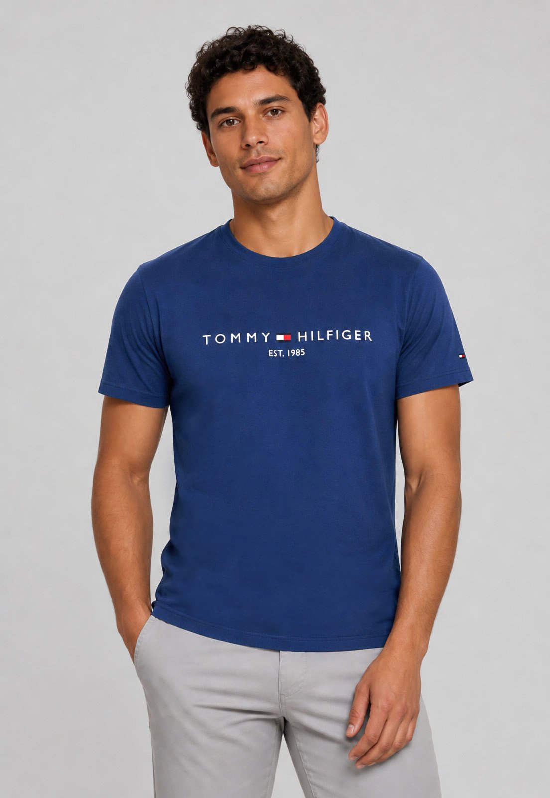 Camiseta Masculina Tommy Hilfiger Logo Azul