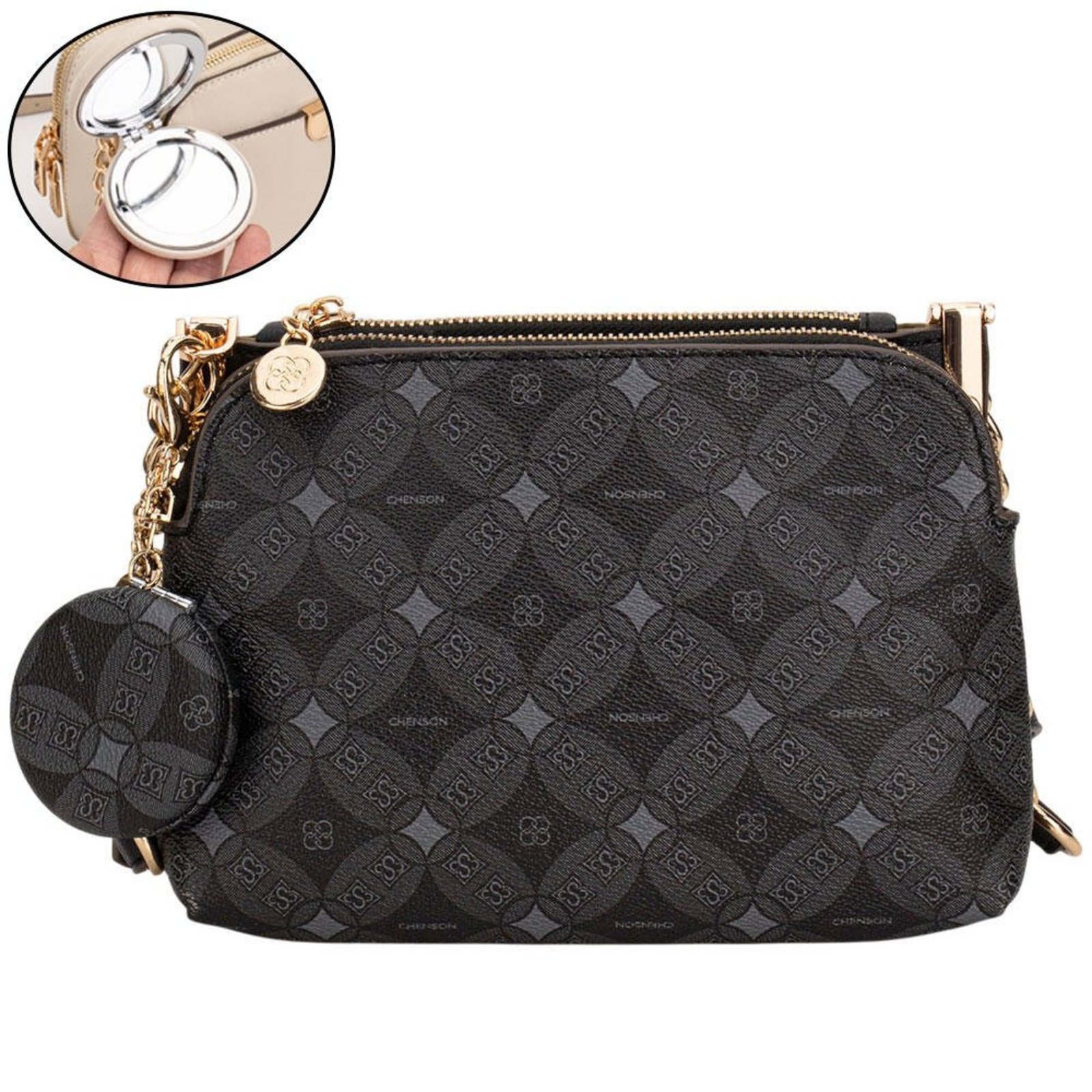 Bolsa Feminina Transversal Chenson Cg85382 1825382 Preto