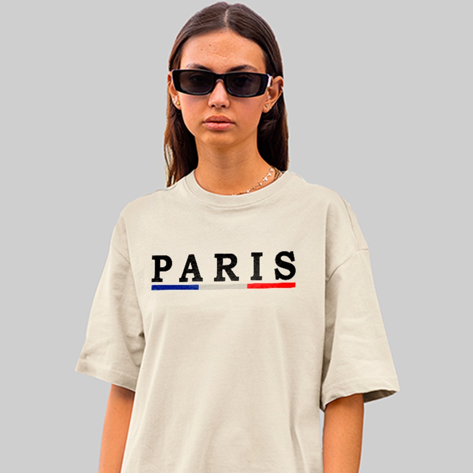 Camiseta Oversized Paris Street Style Conforto Básico Premium Off White