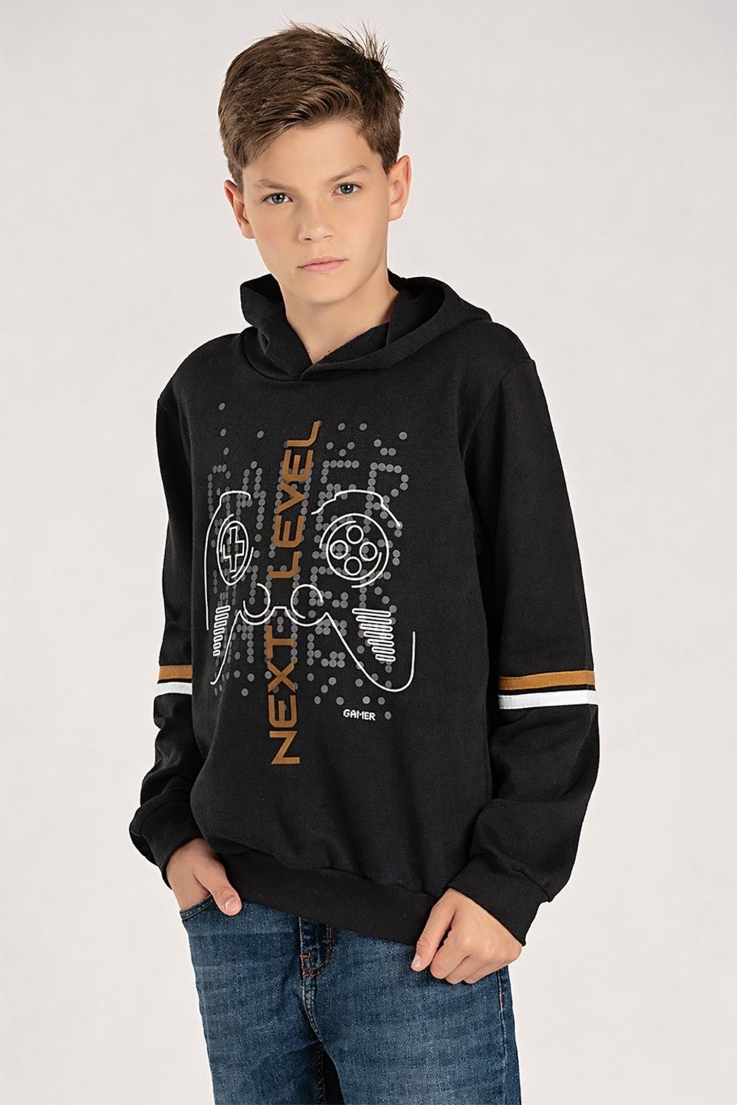 Infantil - Blusa Moletom Juvenil Menino c/ Capuz Next Level