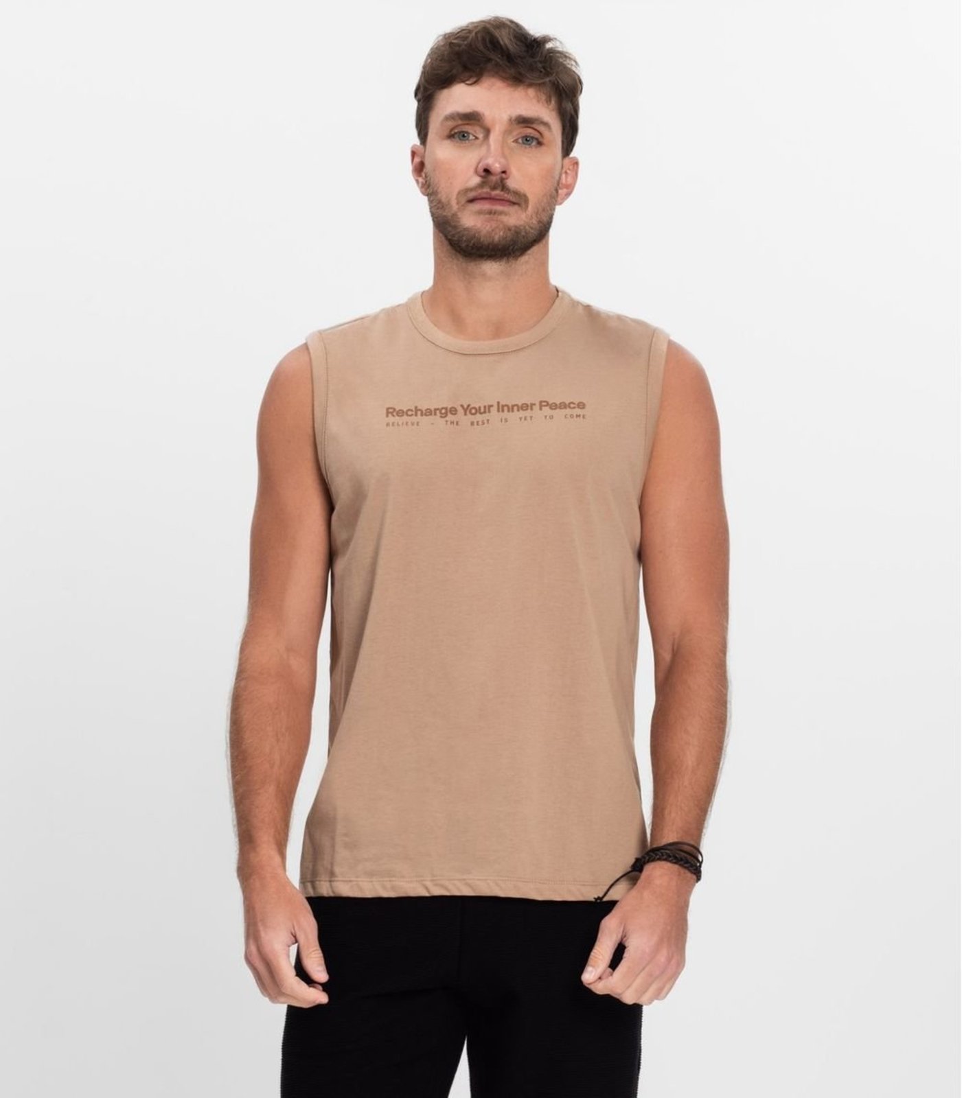 Regata Plus Size Masculino em Meia Malha Diametro Marrom