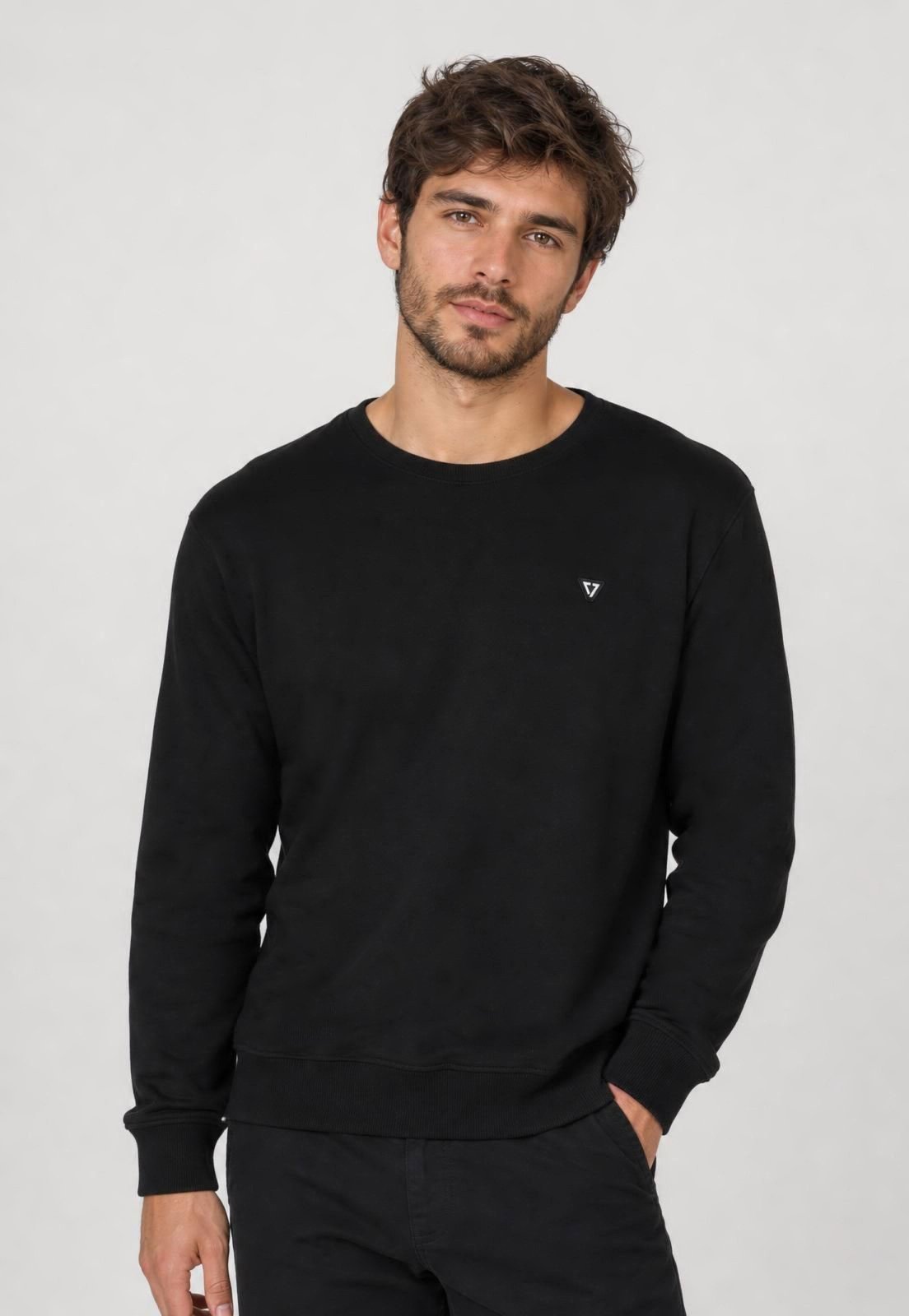Blusa de Moletom Masculina Vissla Gola Redonda Preta