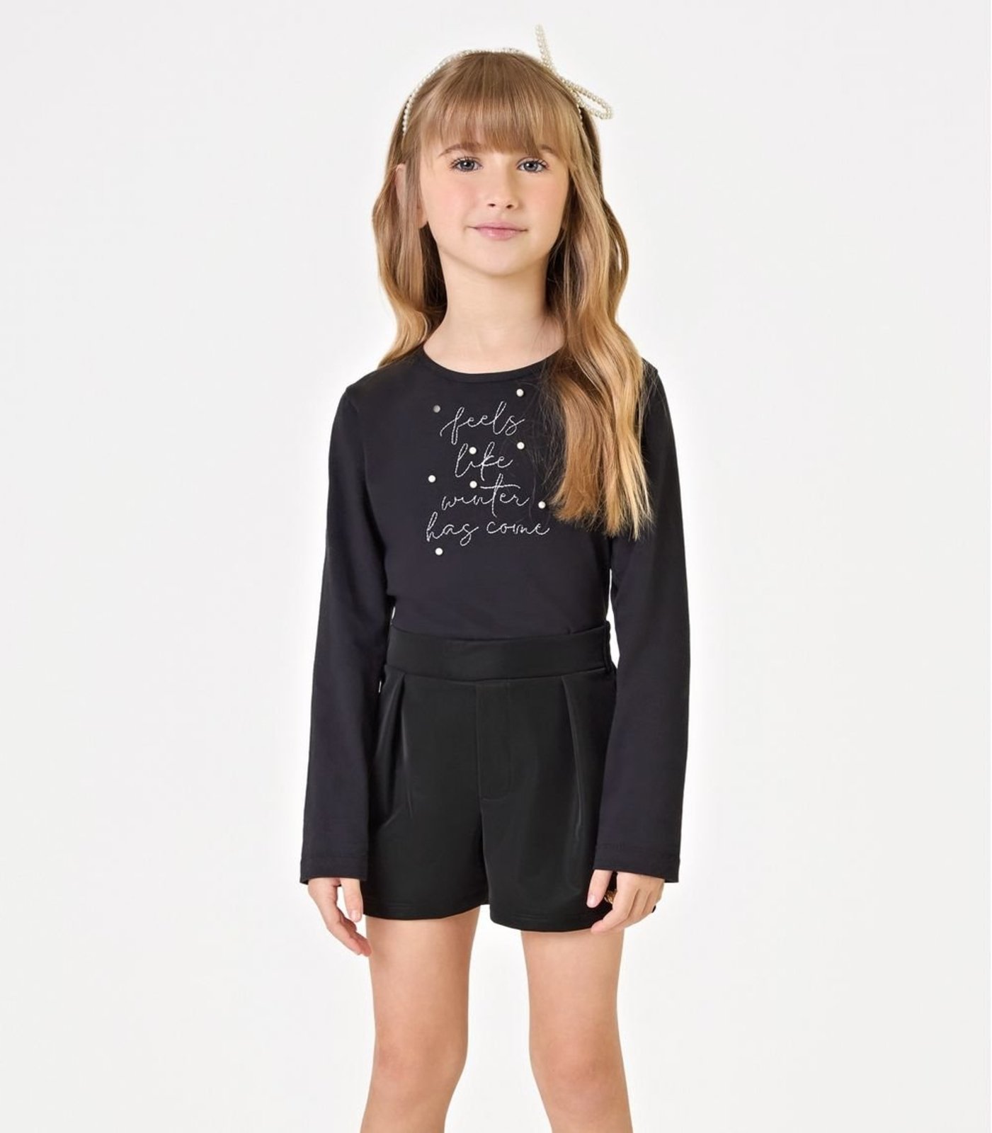 Infantil - Conjunto Blusa com Shorts Menina Trick Nick Preto