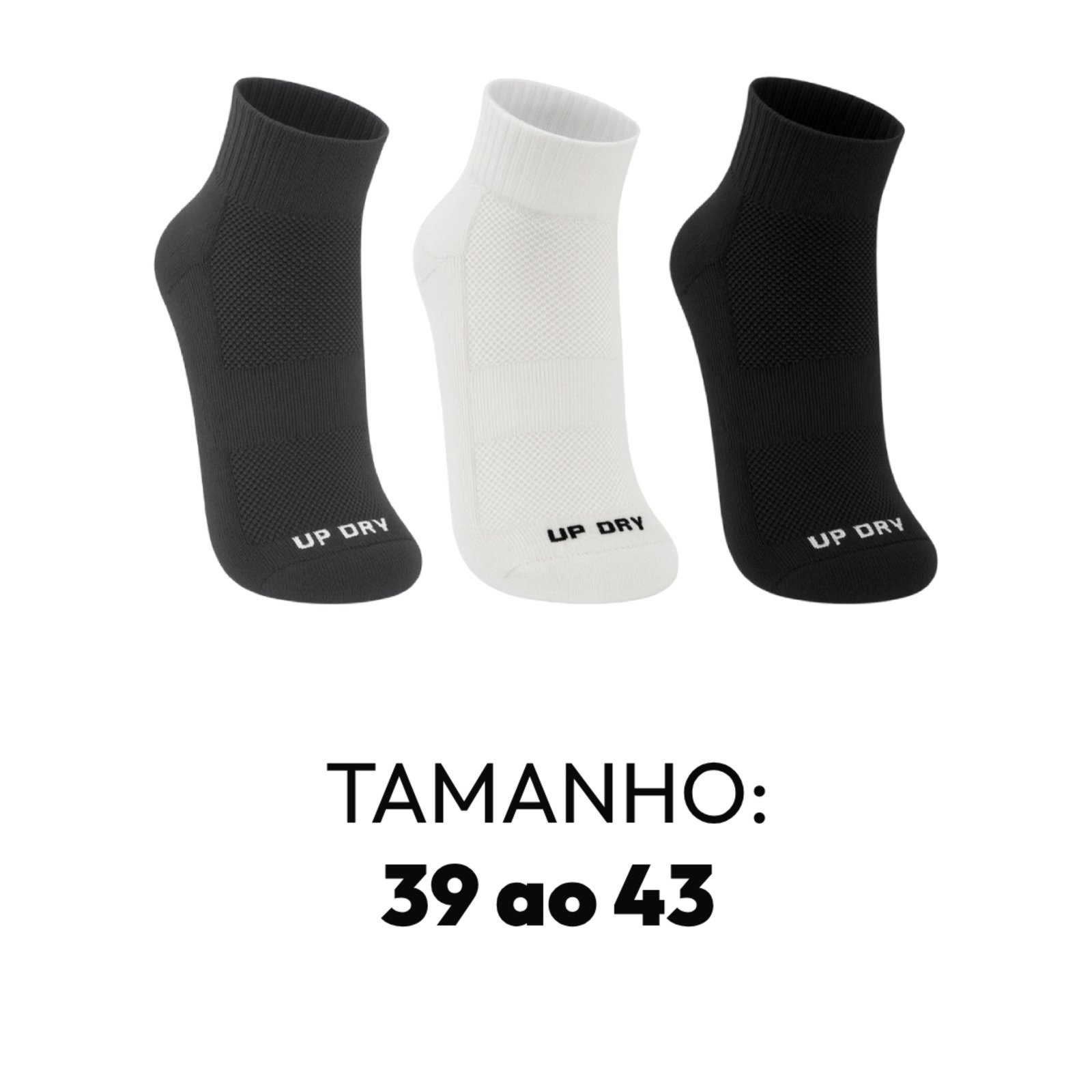 Vista 3 Meia Esportiva Up Cano Médio Dry Performance Academia Unissex QLC SPORT preto QLC SPORT preto