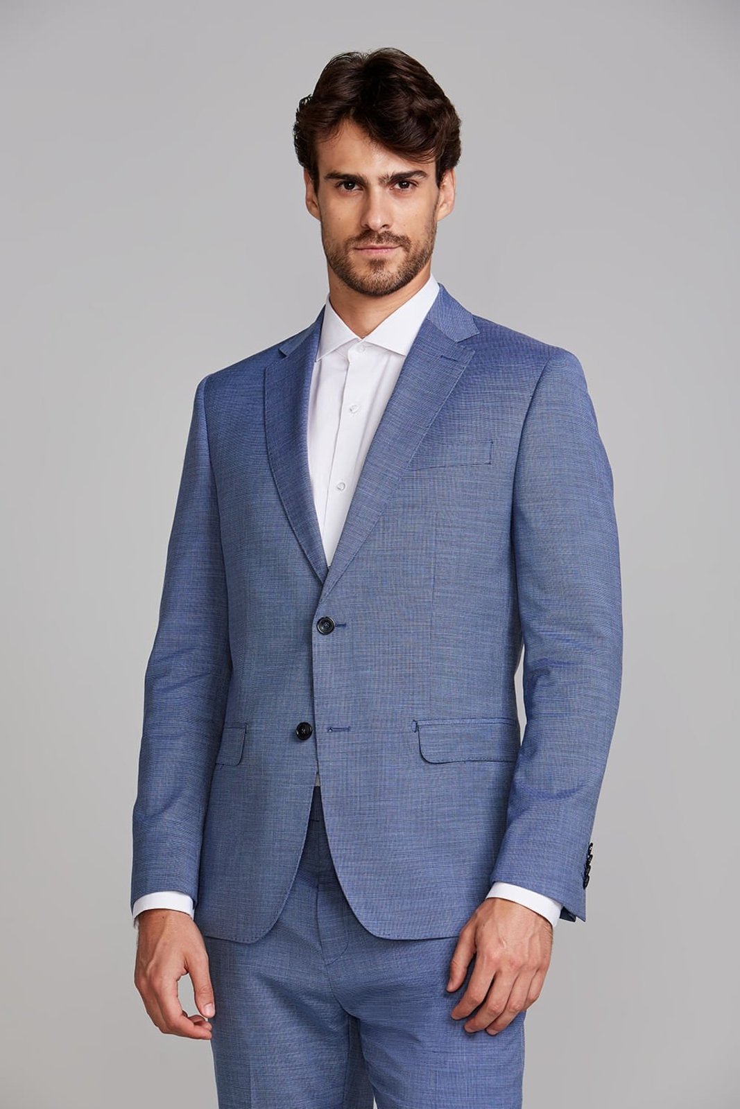 Vista 2 HIGHSTIL Terno Slim Fit PV Falso Liso Médio azul HIGHSTIL azul