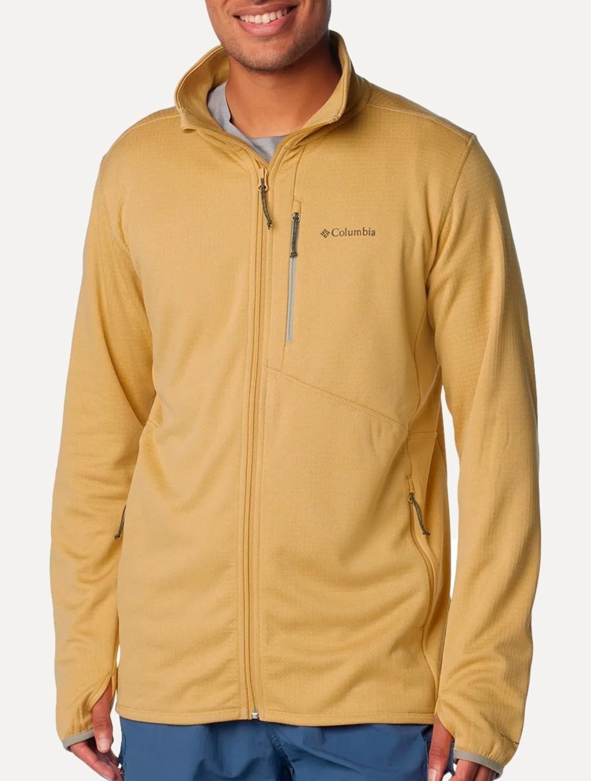 Jaqueta Columbia Masculina Fleece Park View Full Zip Amarelo Ocre
