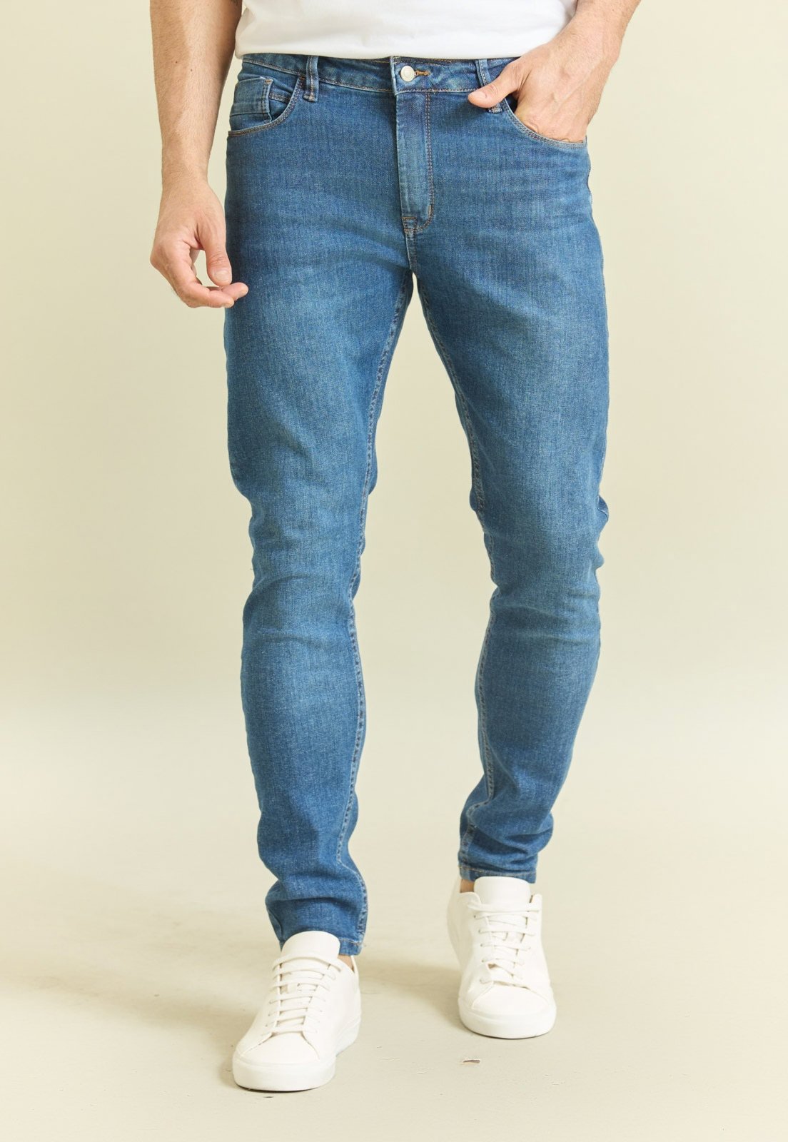 Calça Masculina Skinny Lavagem Escura Dialogo Jeans