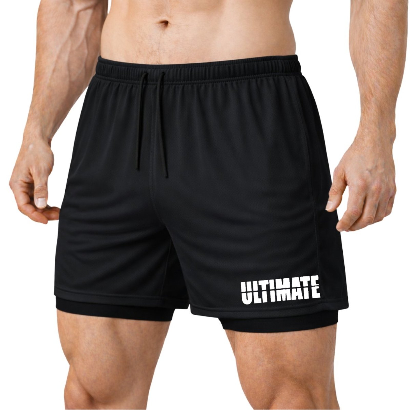 Short Masculino Dry Fit 2 em 1 com Bolso Interno para Celular