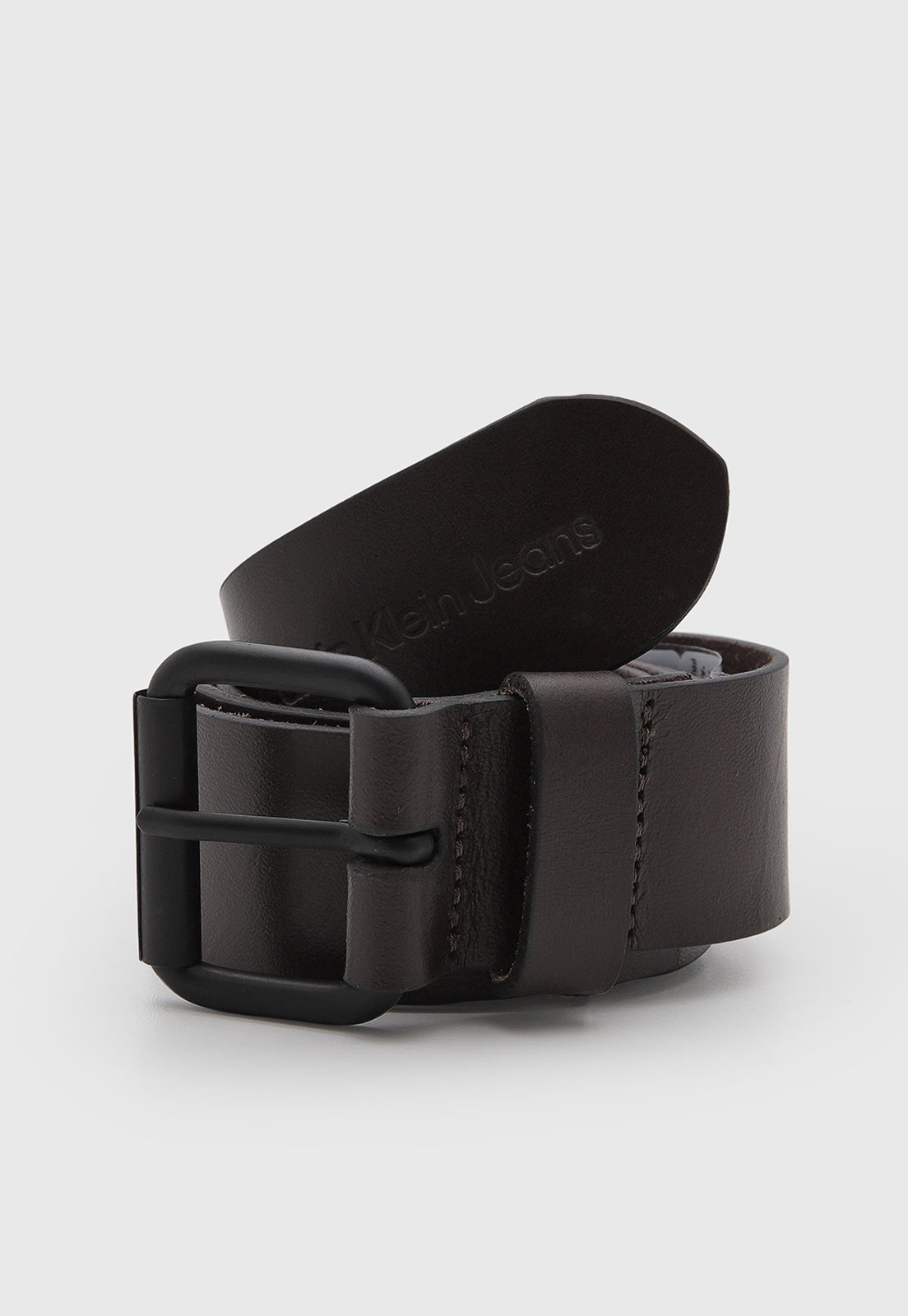 Cinto Masculino Calvin Klein Fivela Metálica Marrom Escuro