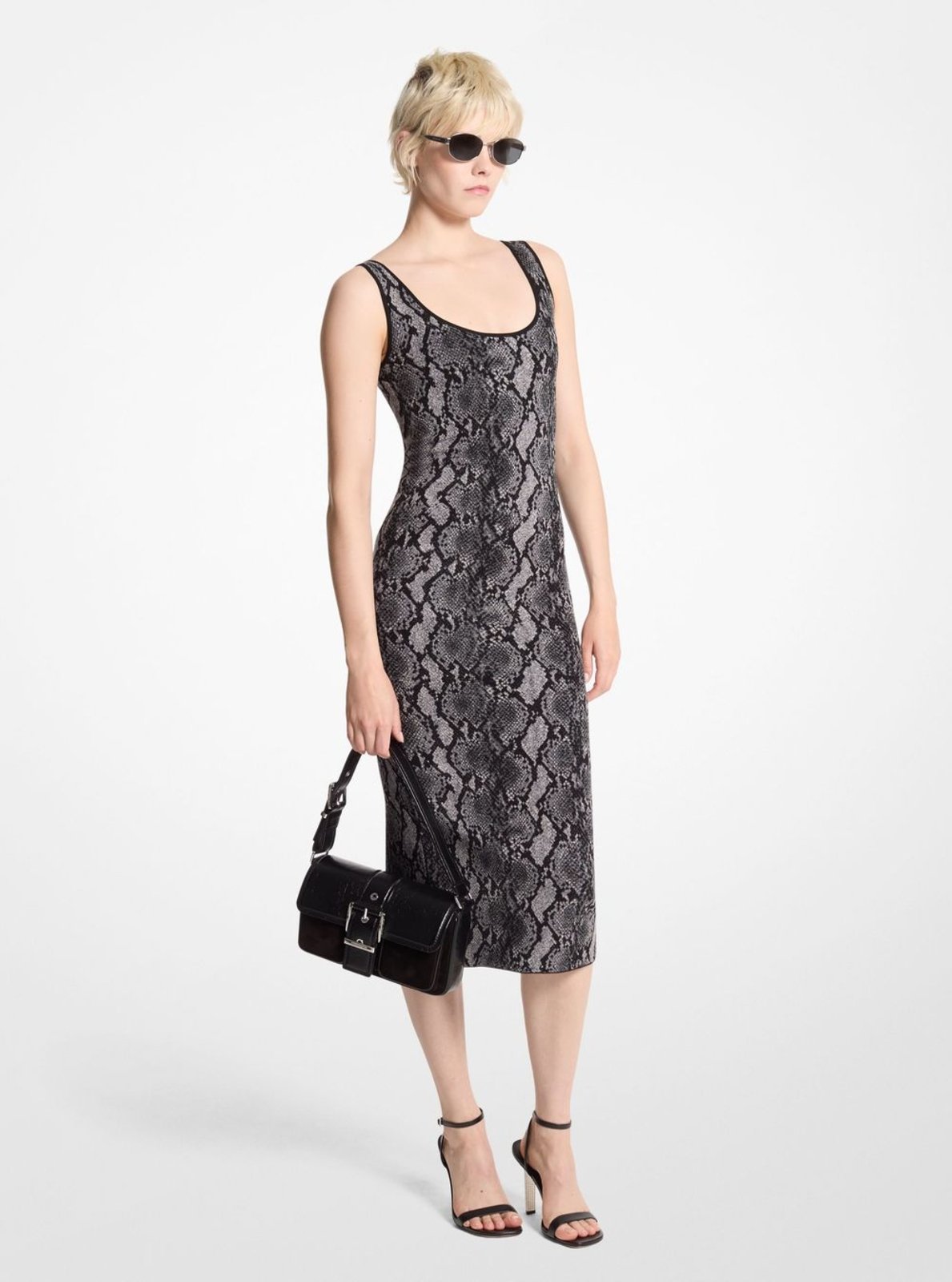 Vista 2 Vestido Midi De Jacquard Mf482kgf58001 Michael Kors preto Michael Kors preto