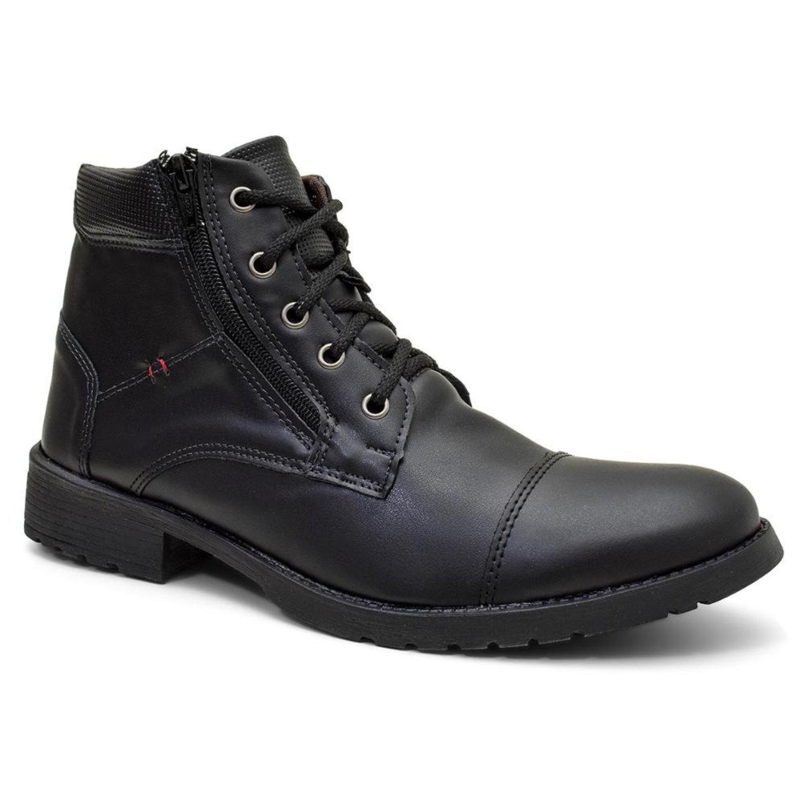 Bota Masculina Coturno Casual Zíper Lateral Antiderrapante Confortável Preto