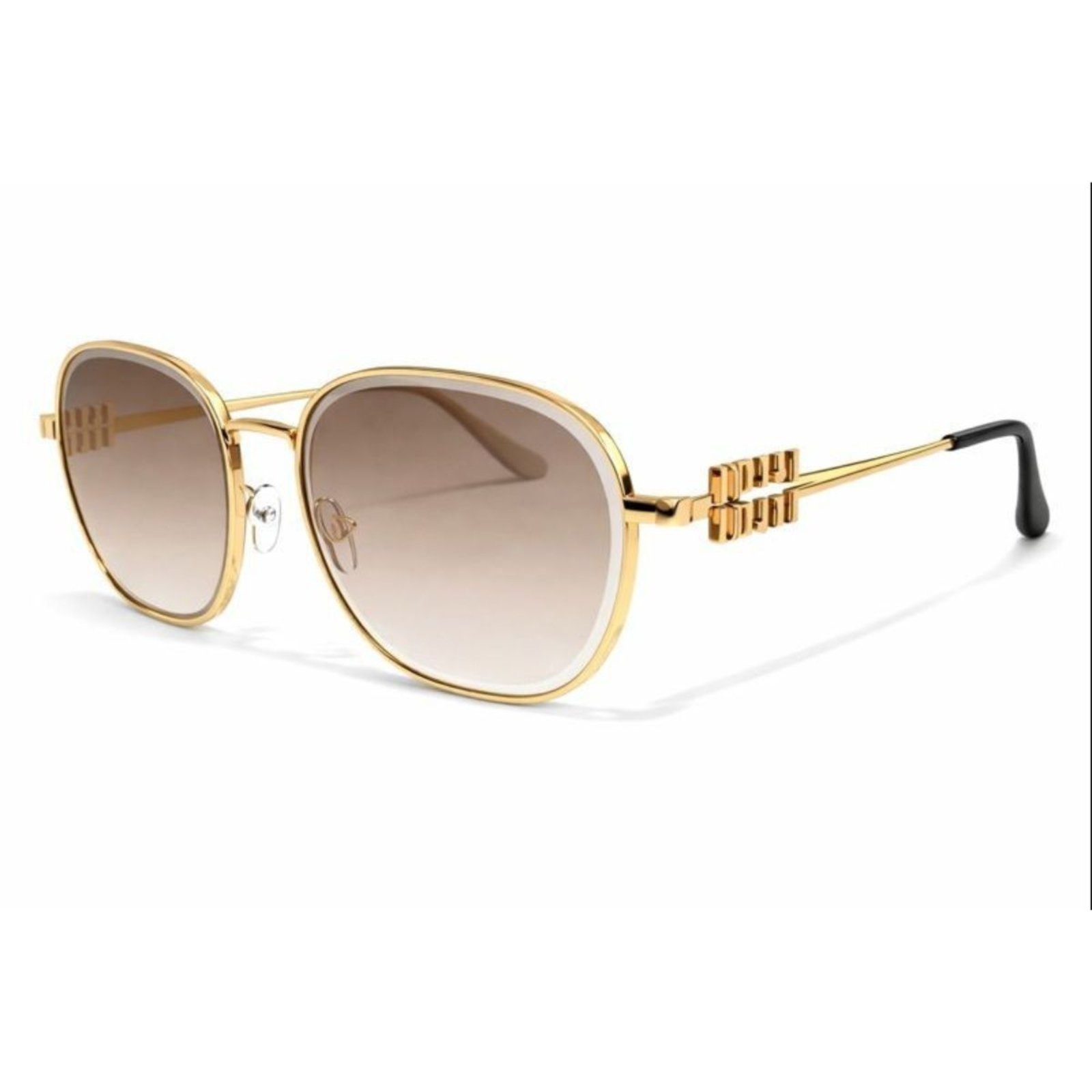 Óculos de Sol Feminino Luxo Armação Metal Detalhe Miumiu Dourado