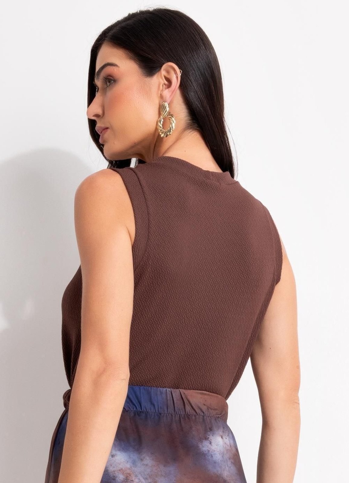 Vista 3 Blusa Em Malha Texturizada Quintess marrom Quintess marrom