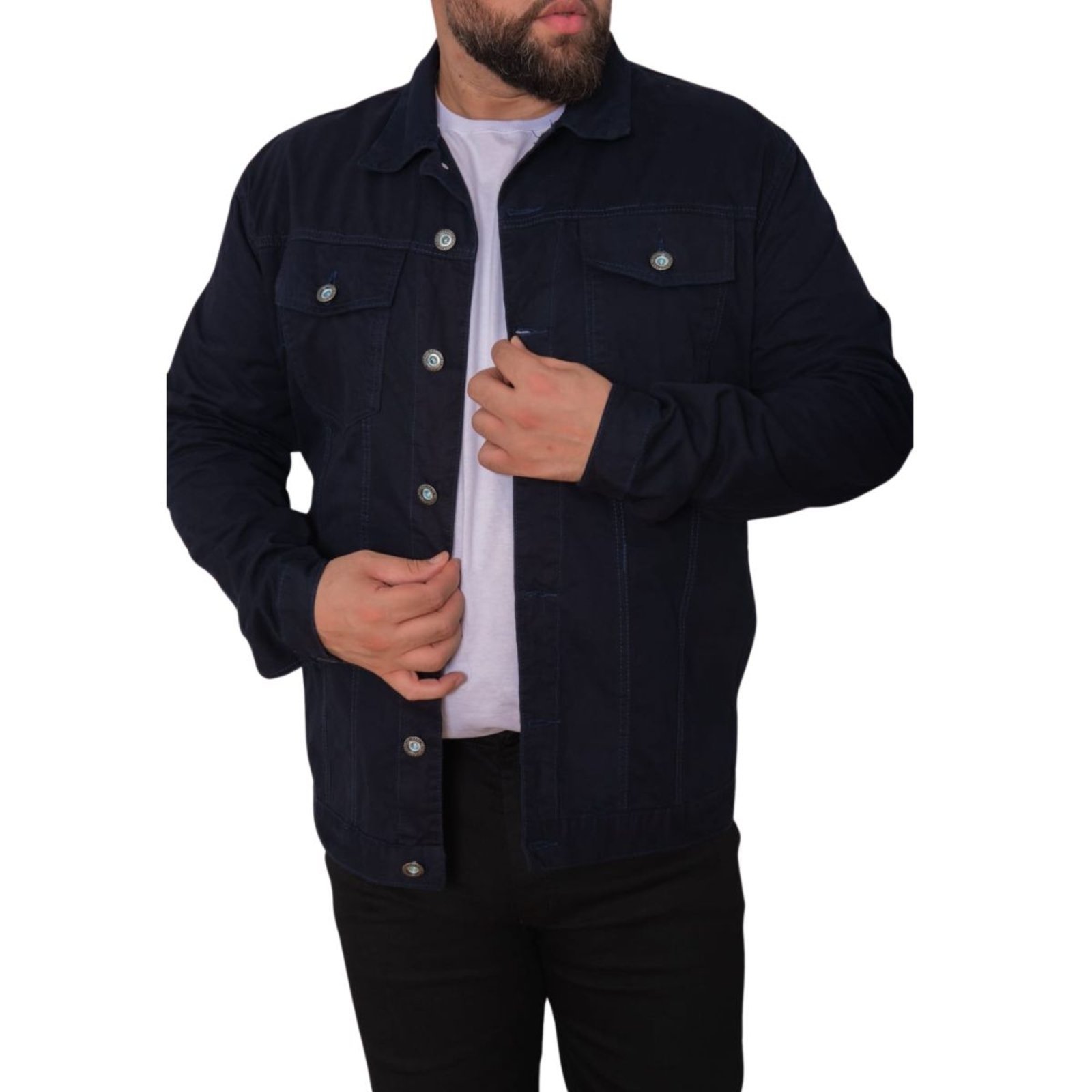 Jaqueta Azul Marinho Sarja Masculino Plus Size Alleppo Jeans