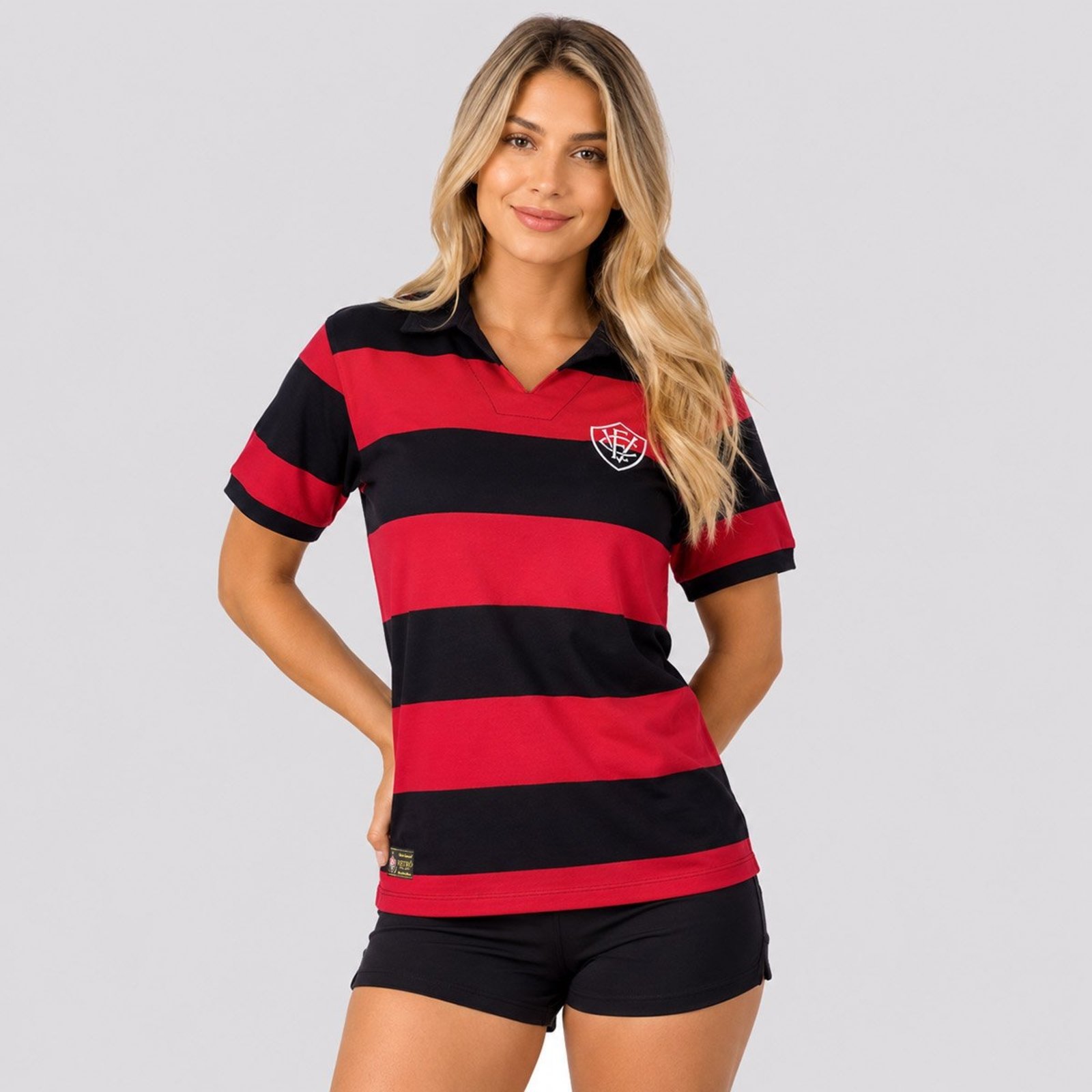 Camisa Vitória Retrô 1972 Feminina Vermelha e Preta