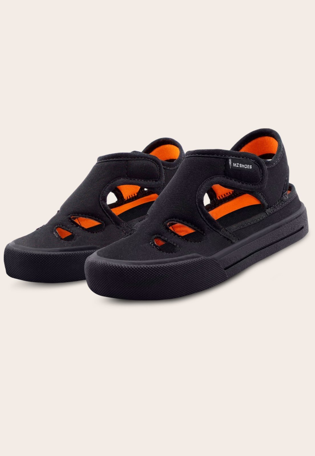 Infantil – Sandália Papete Menino Casual Masculina Preta/Laranja Mzkid