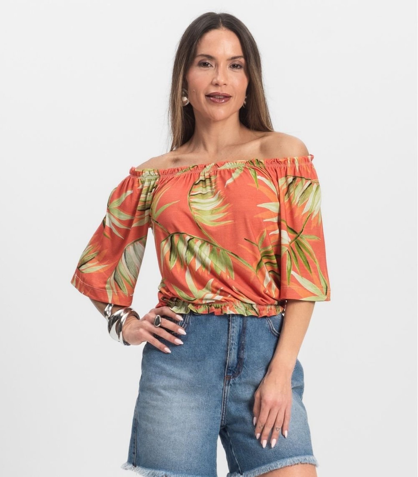 Blusa Feminina Ciganinha Infinita Cor Laranja