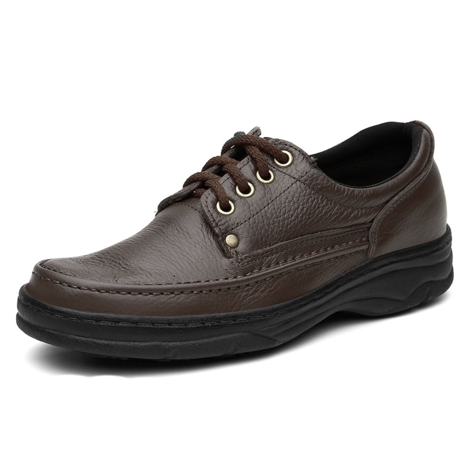 Sapato Social Pizaflex Ortopédico Comfort Couro Marrom