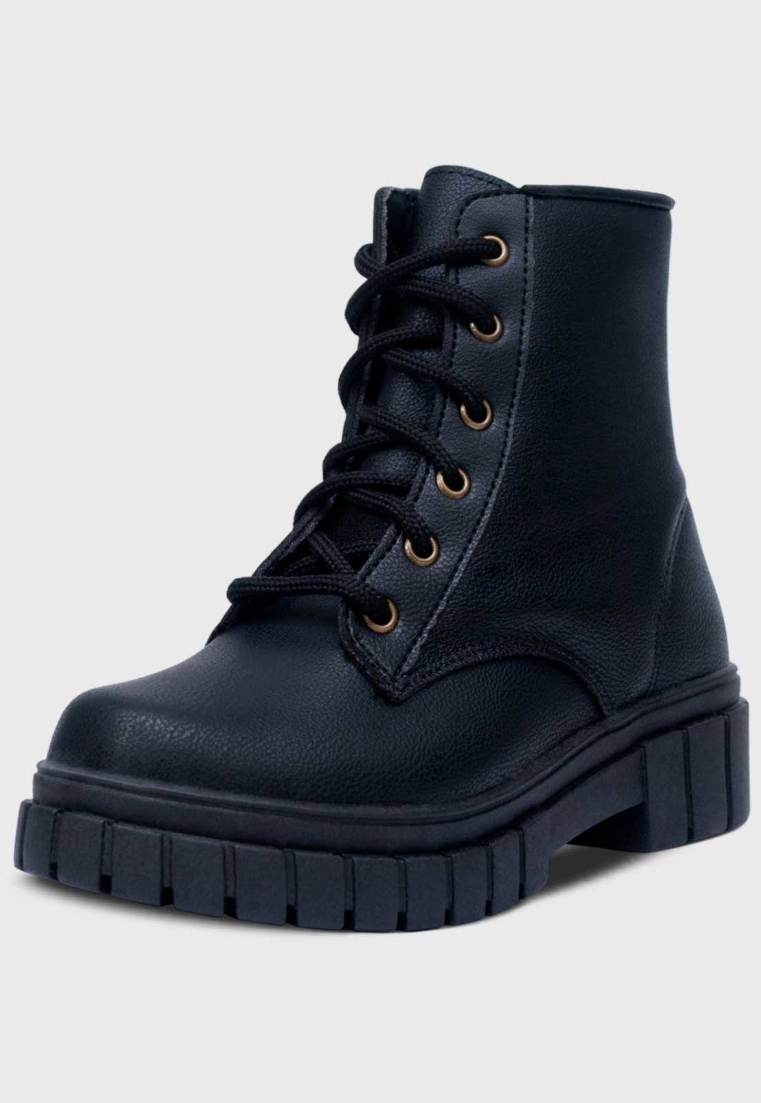 Infantil – Bota Coturno Popidi Menina Tratorado Preto