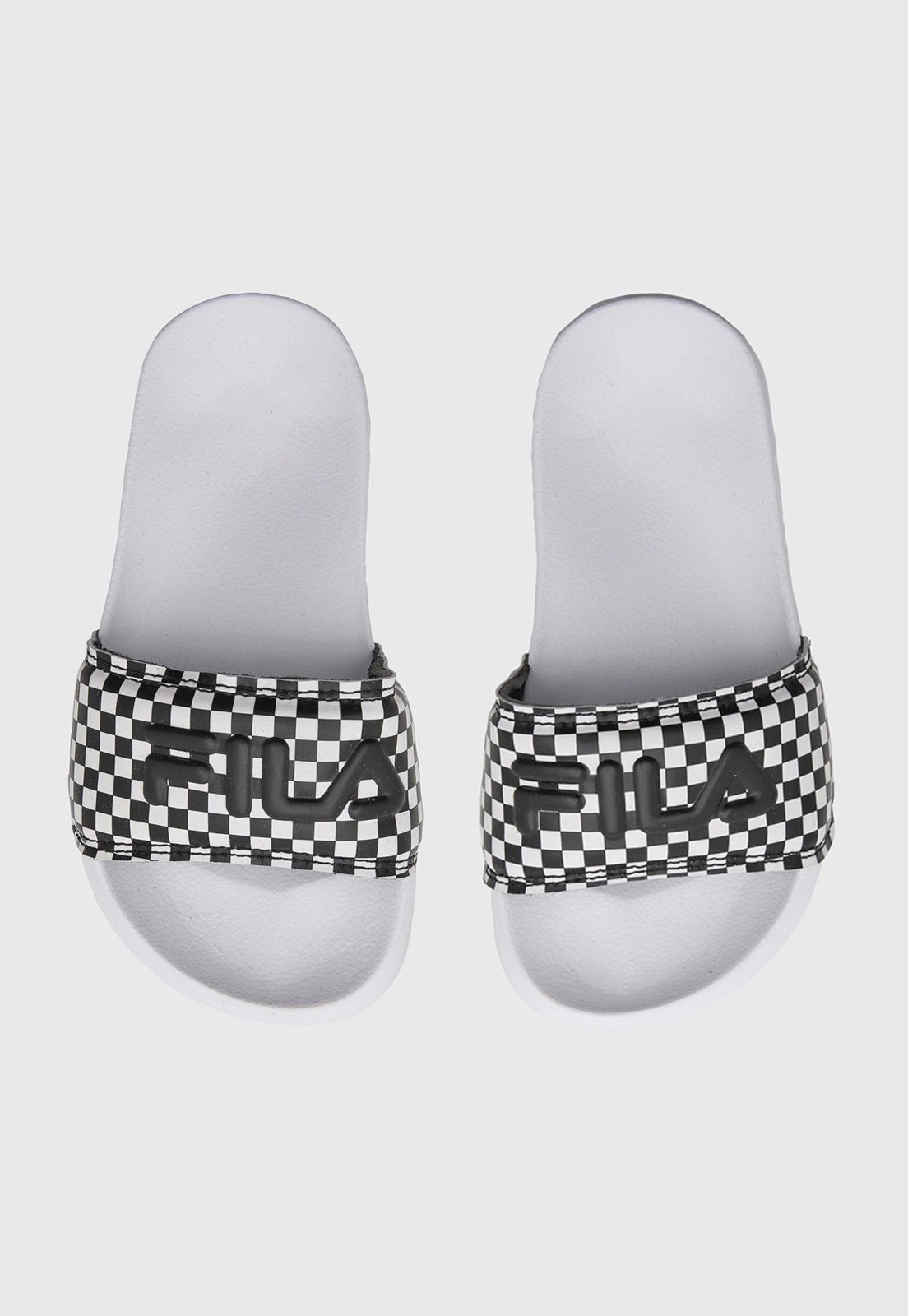 Infantil - Chinelo Fila Drifter Estampa Xadrez Branco